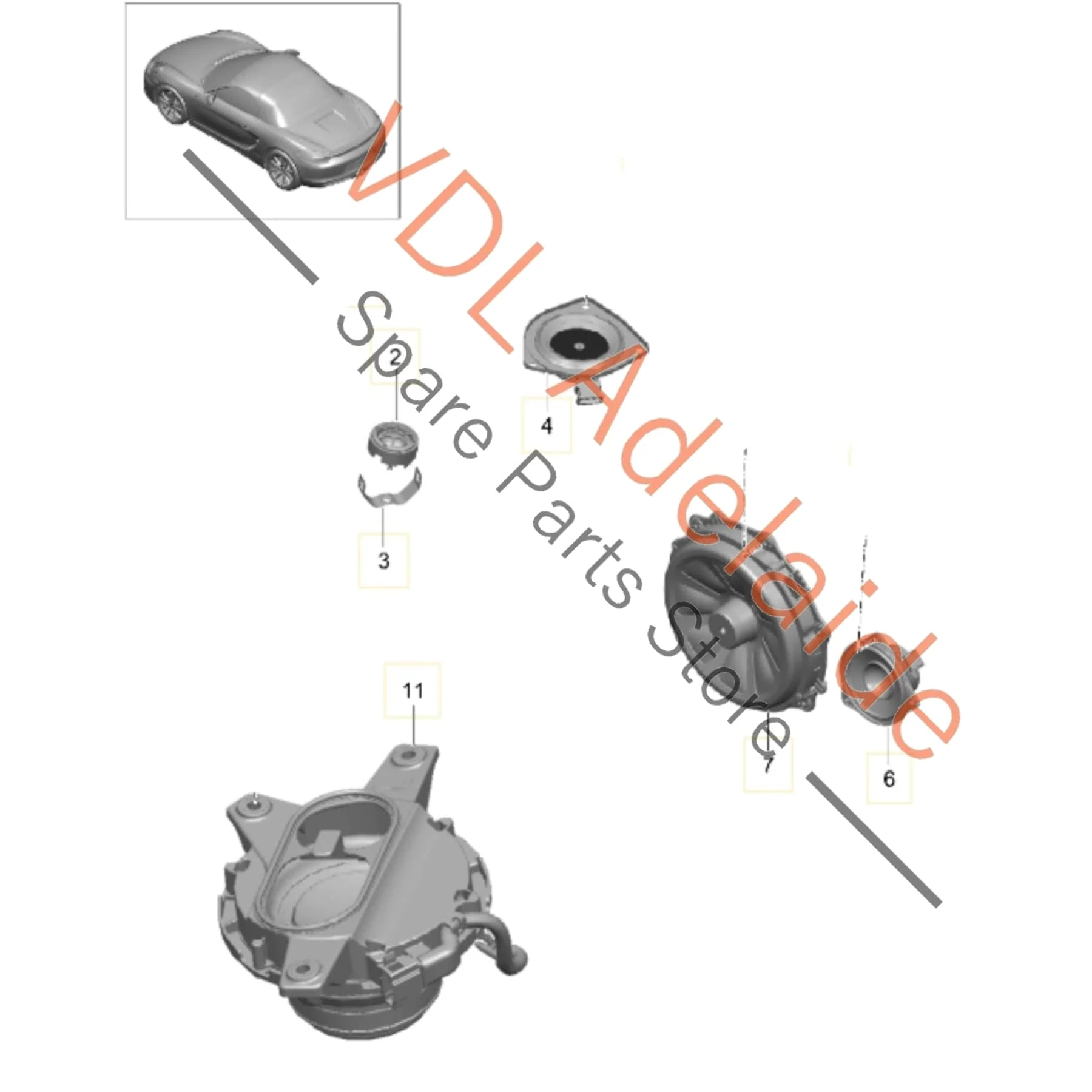 Porsche Cayman Boxster 911 10 Speaker Loudspeaker Audio Set with Subwoofer - Image 2