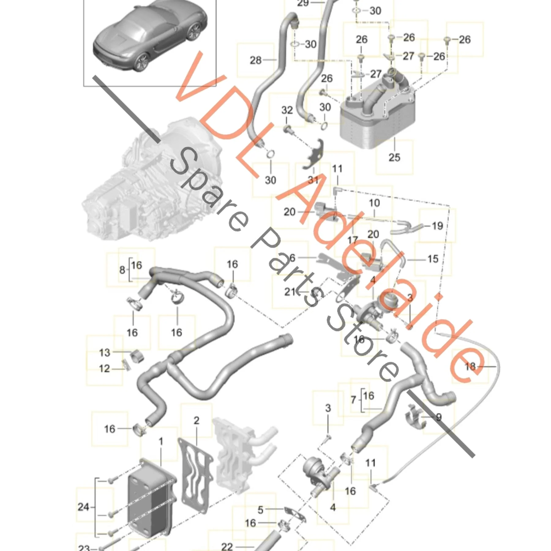 Porsche Boxster Cayman PDK Gearbox Coolant & Vacuum Hose Assembly 9G230707601 9P1317233 - Image 2
