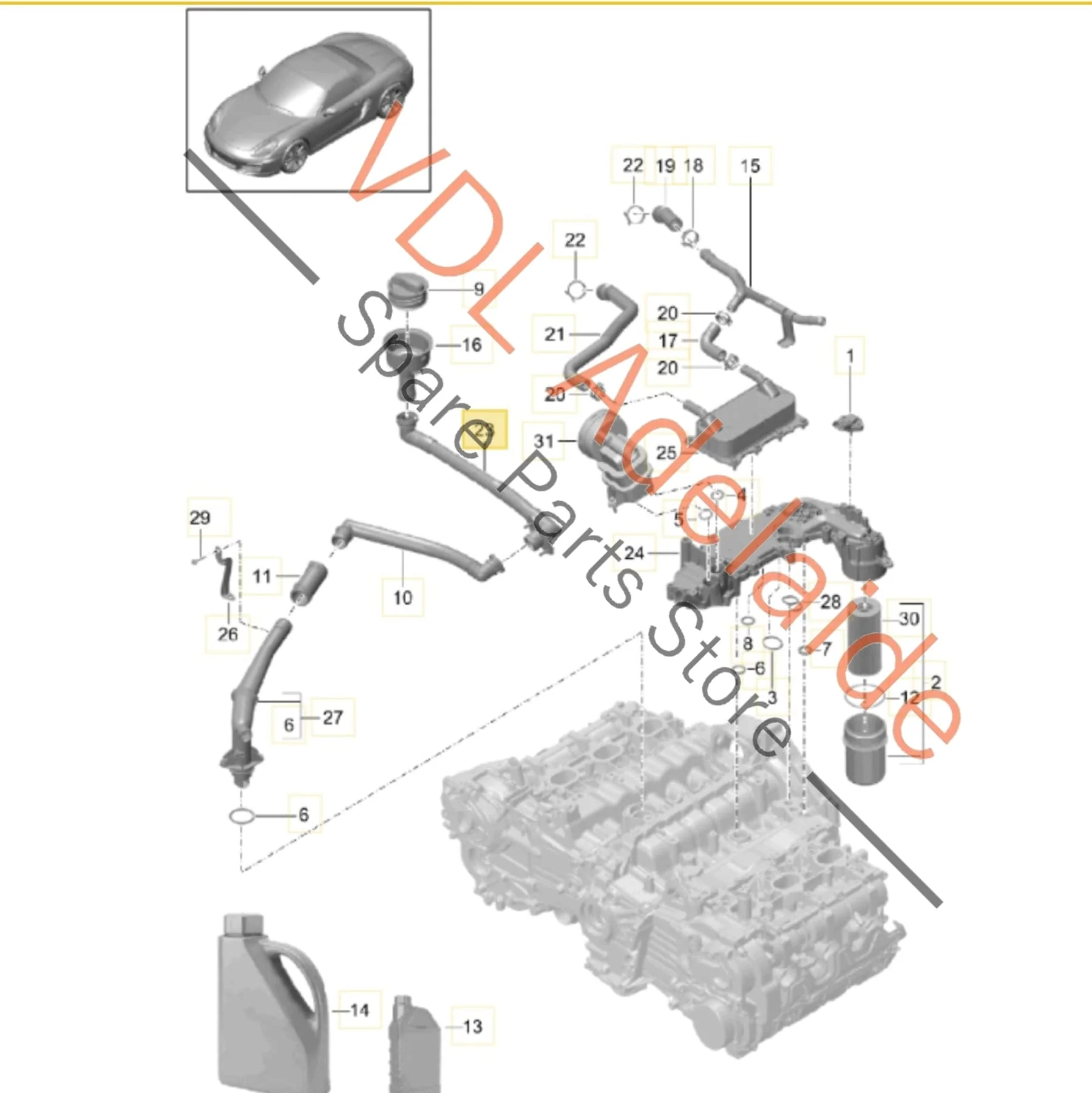 Porsche Cayman Boxster Engine Oil Filler Tube Pipe 98110726503 - Image 2