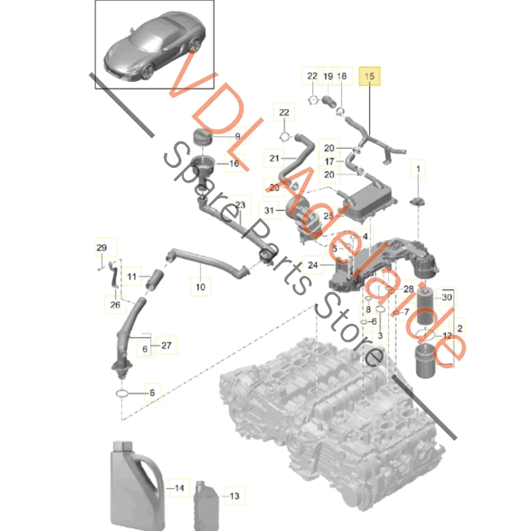 Porsche Boxster Cayman Heat Exchanger Pipe Hose 9A110666901 9A110666902 - Image 2