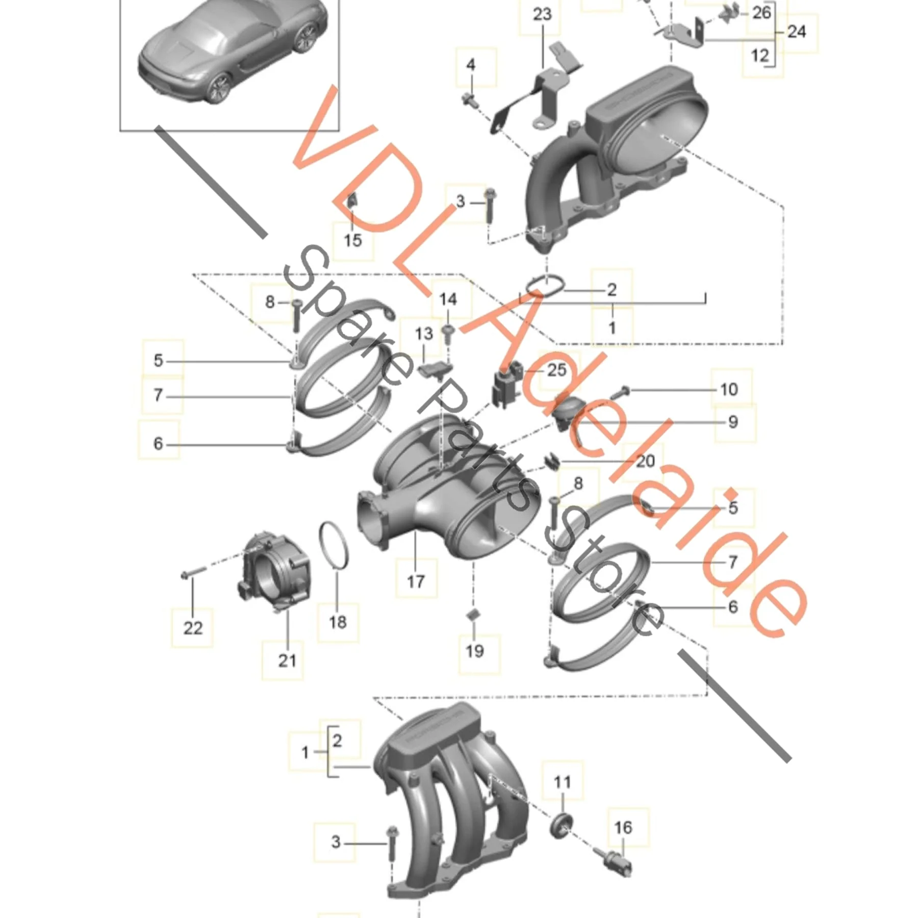 Porsche Cayman Boxster Plastic Intake Manifold 9A111011530 - Image 2