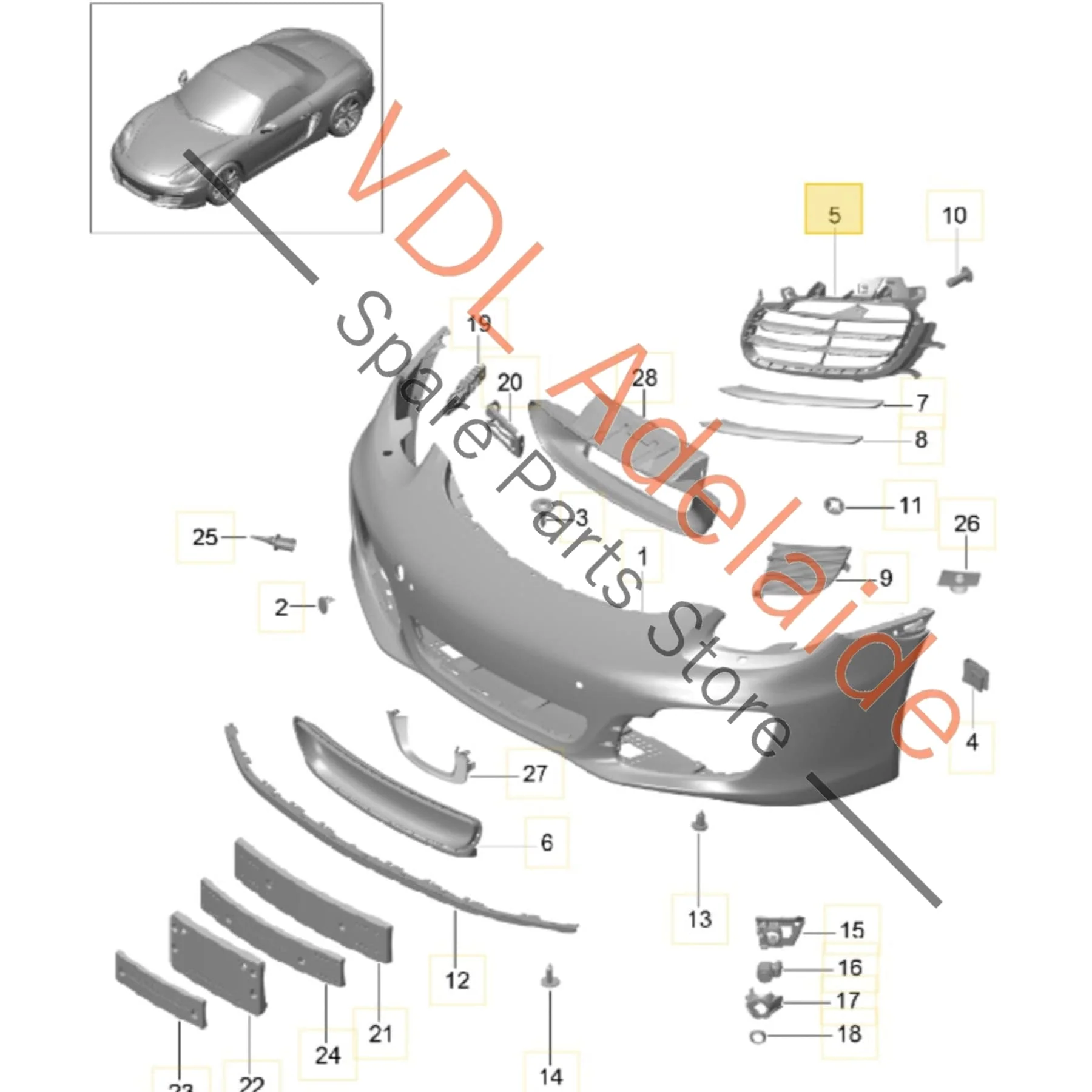 Porsche Boxster Cayman Front Right Bumper Grille Vent 98150556400 - Image 2