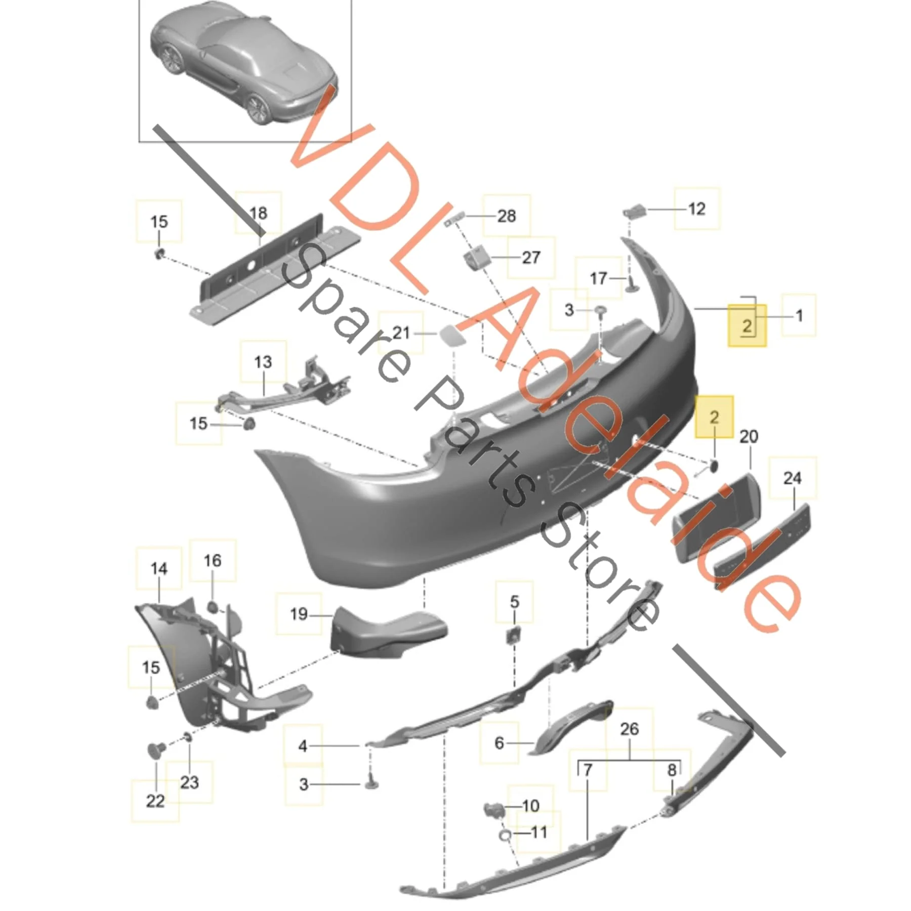 Porsche Boxster Cayman 911 Tow Hook Cover for Rear Bumper 99150580300 - Image 2