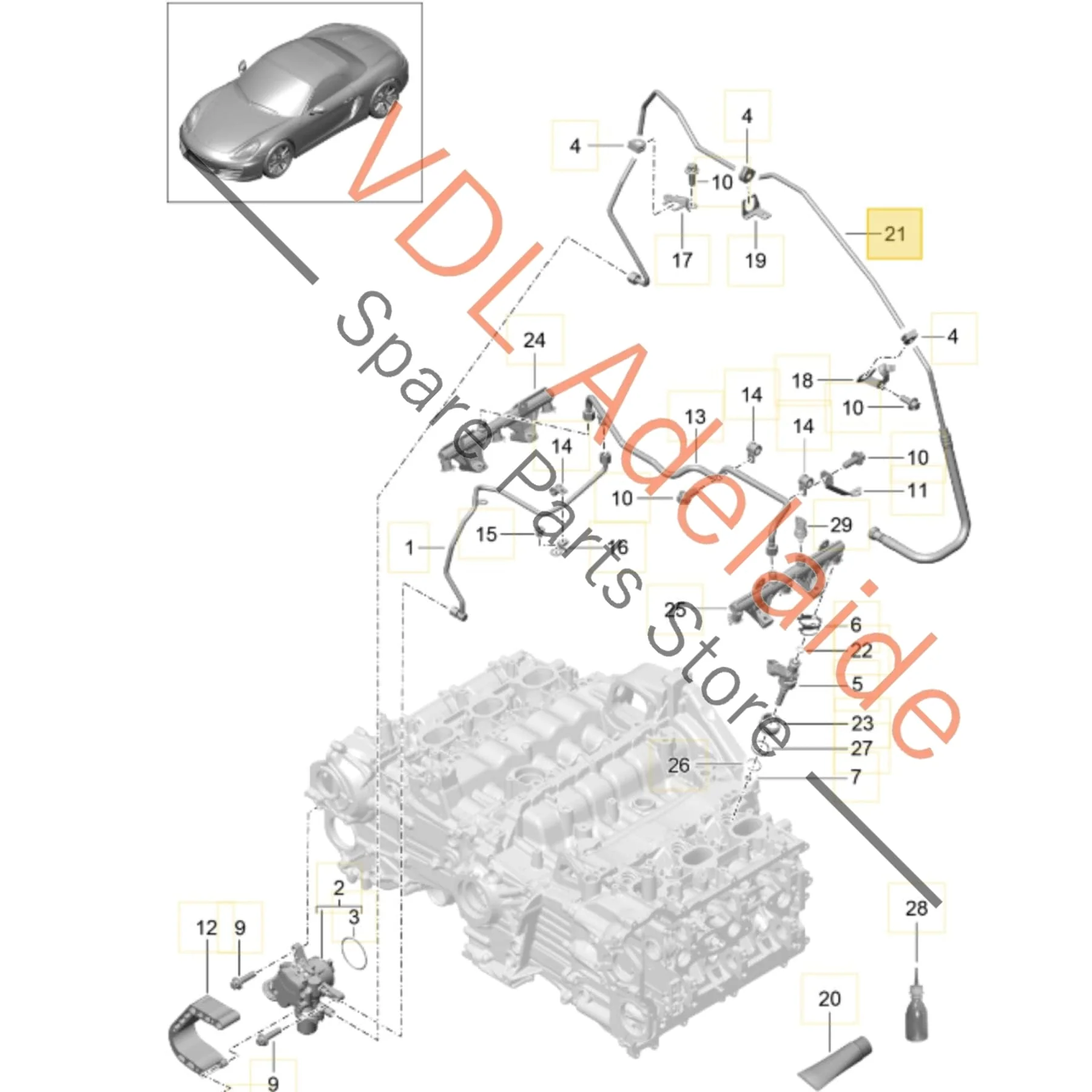 Porsche Boxster Cayman 981 Fuel Supply Line Hose Pipe 9A111090614 9A111090613 - Image 2