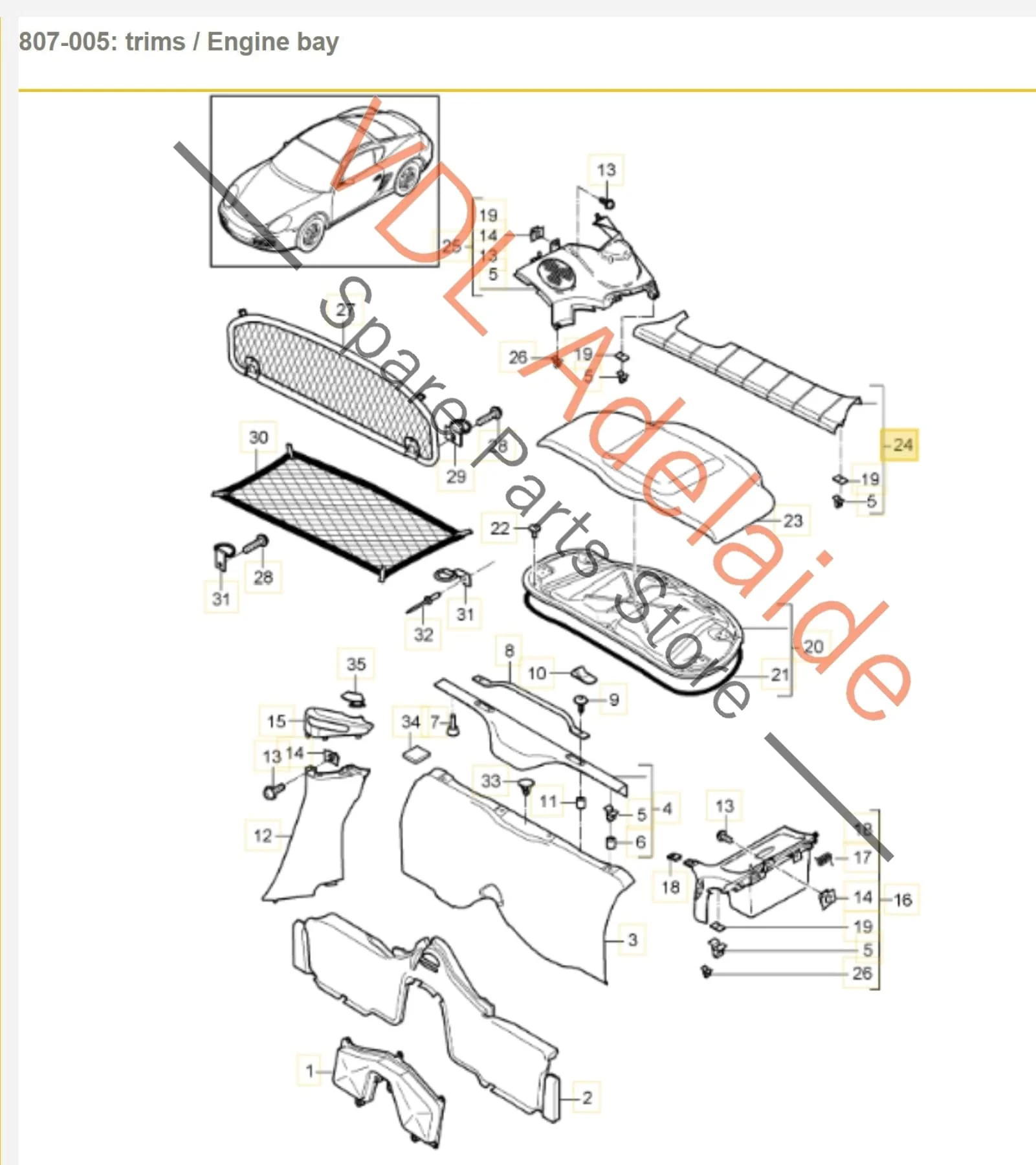 Porsche Cayman Boxster Rear Luggage Compartment Cover Trim Stainless Steel - Image 2