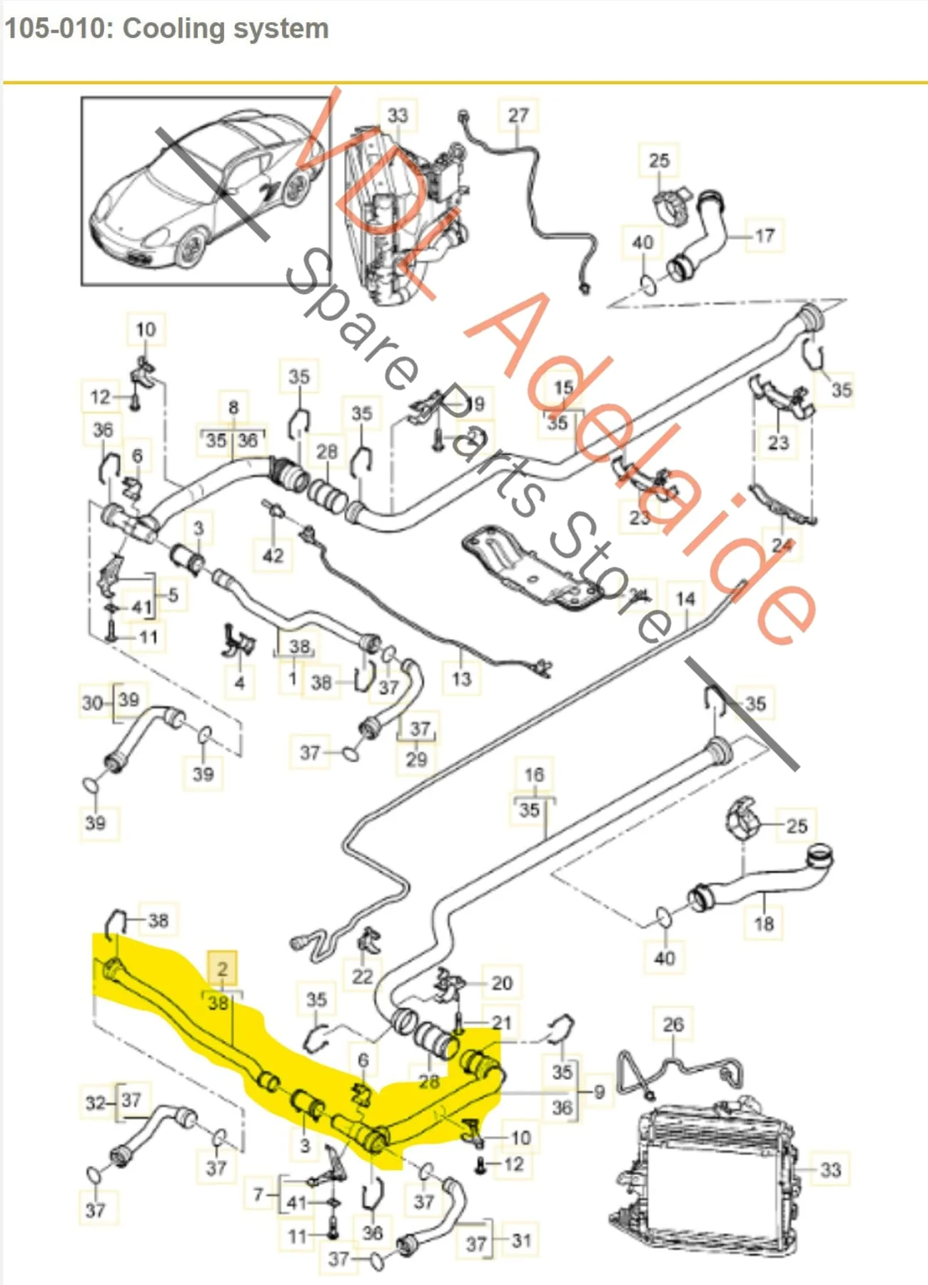Porsche Cayman Boxster 911 Coolant Hose Tube Return - Image 2