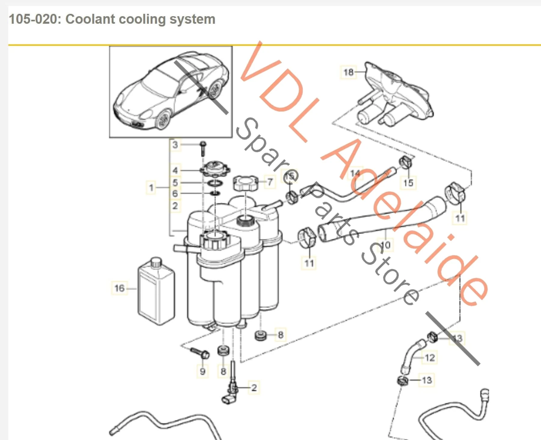 Porsche Cayman Boxster Coolant Expansion Tank 98710604703 - Image 2