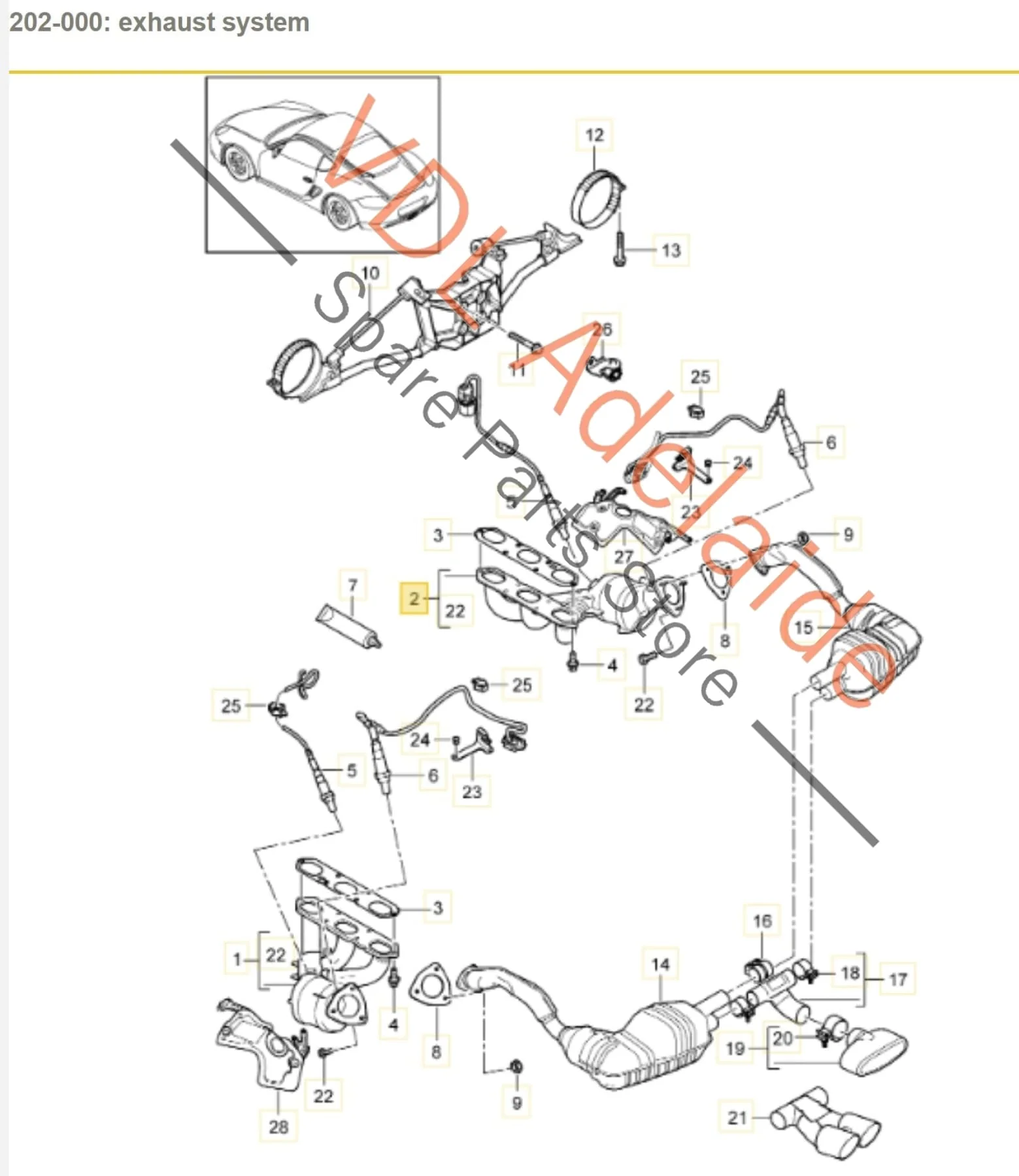 Porsche Cayman R 3.4L Catalytic Converter Exhaust Manifold cyl 1-3 98711310233 - Image 2