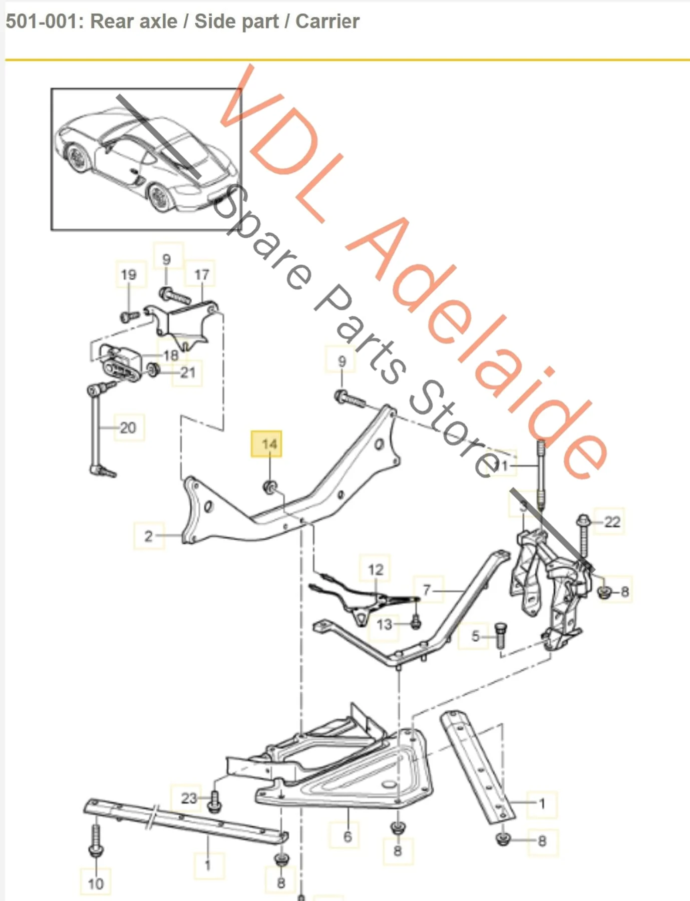 Porsche Cayman Boxster Rear Suspension Crossmember Subframe 98633107111 - Image 2