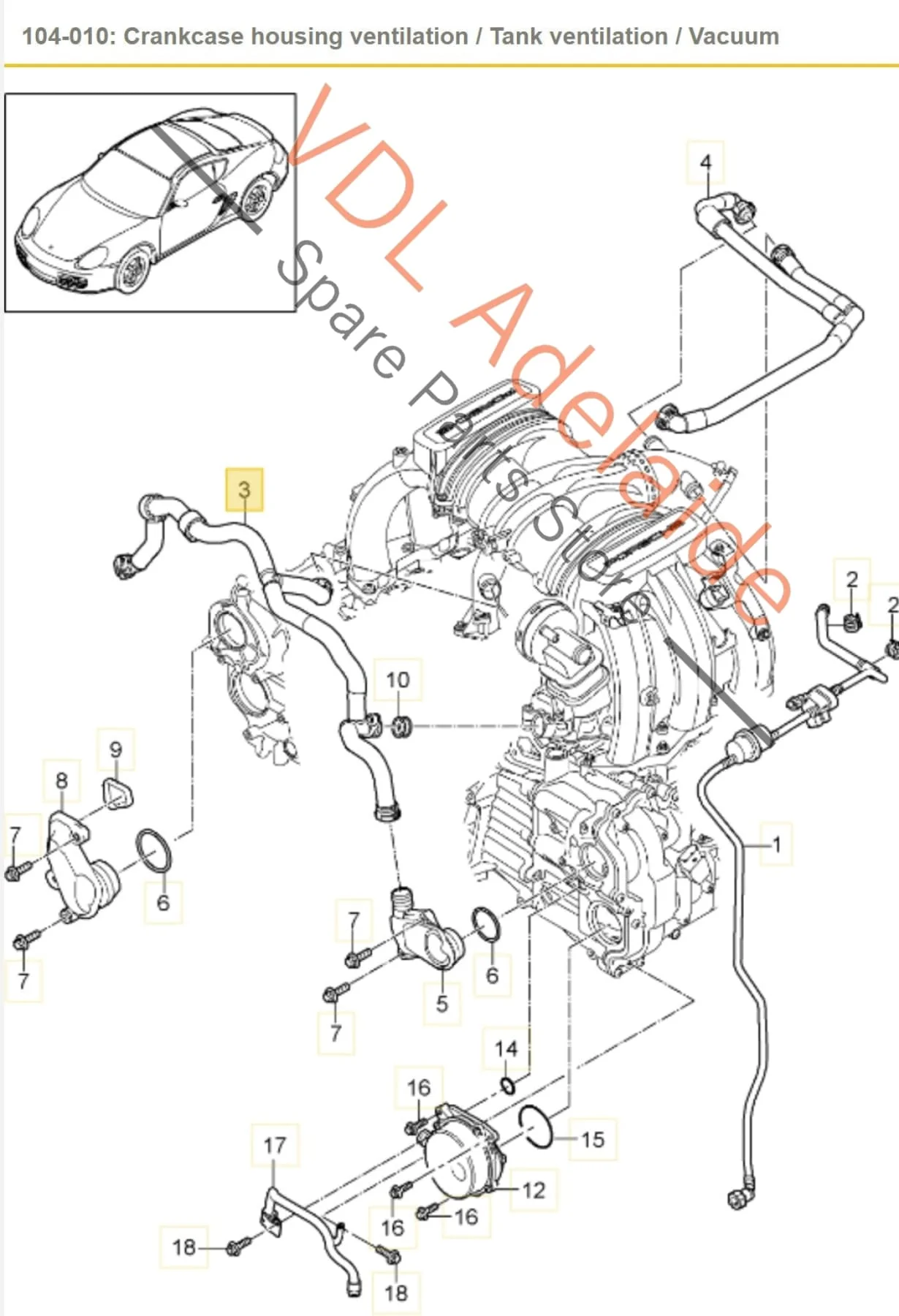 Porsche Cayman 987 Crankcase Breather Hose Pipe 9A110751501 - Image 2