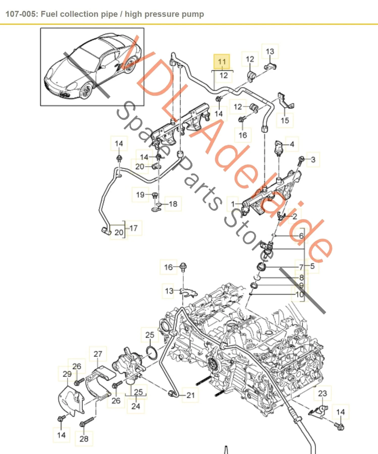 Porsche High Pressure Fuel Line Stainless Steel 9A111009201 - Image 2