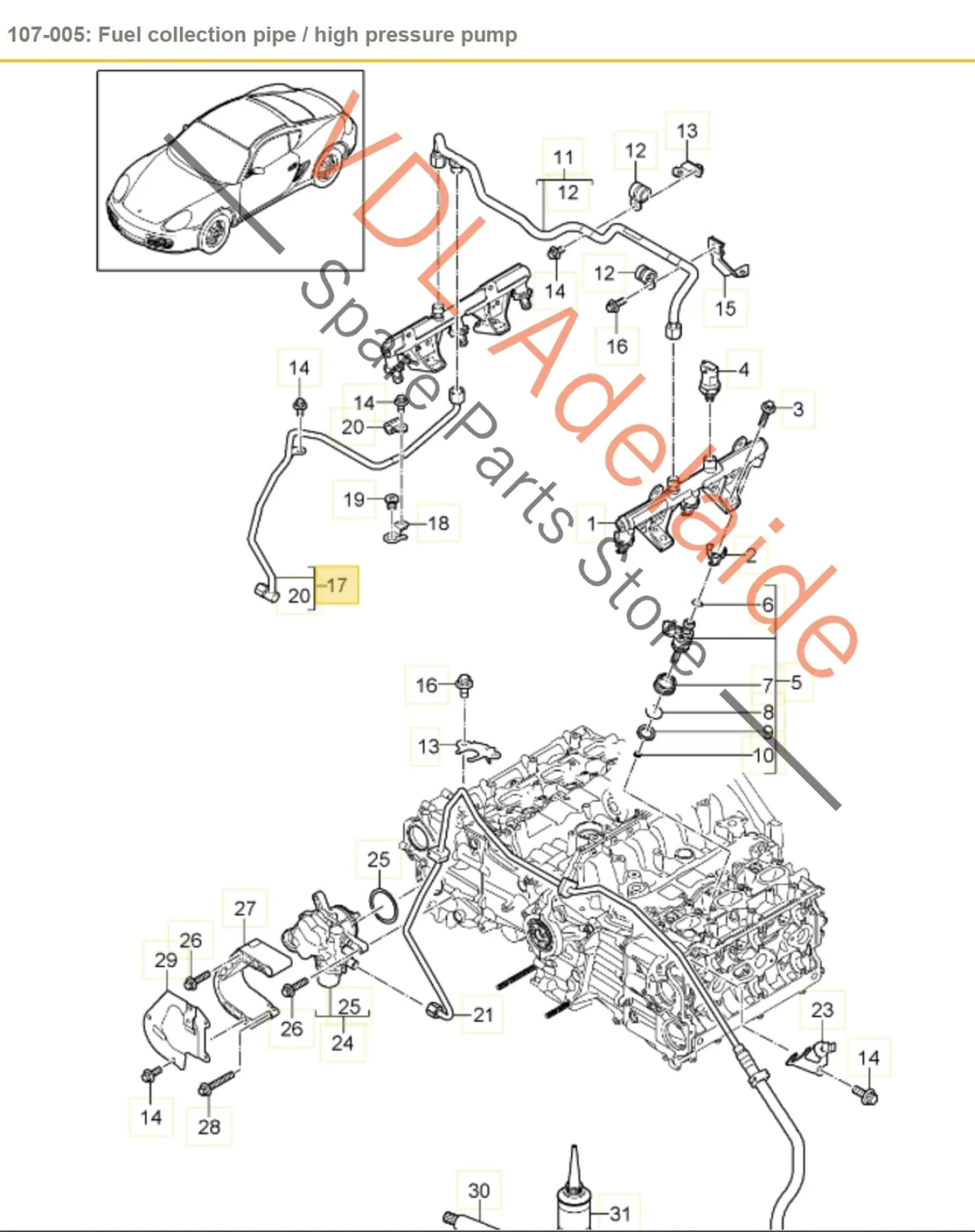 Porsche High Pressure Fuel Line Stainless Steel 9A111009501 - Image 2
