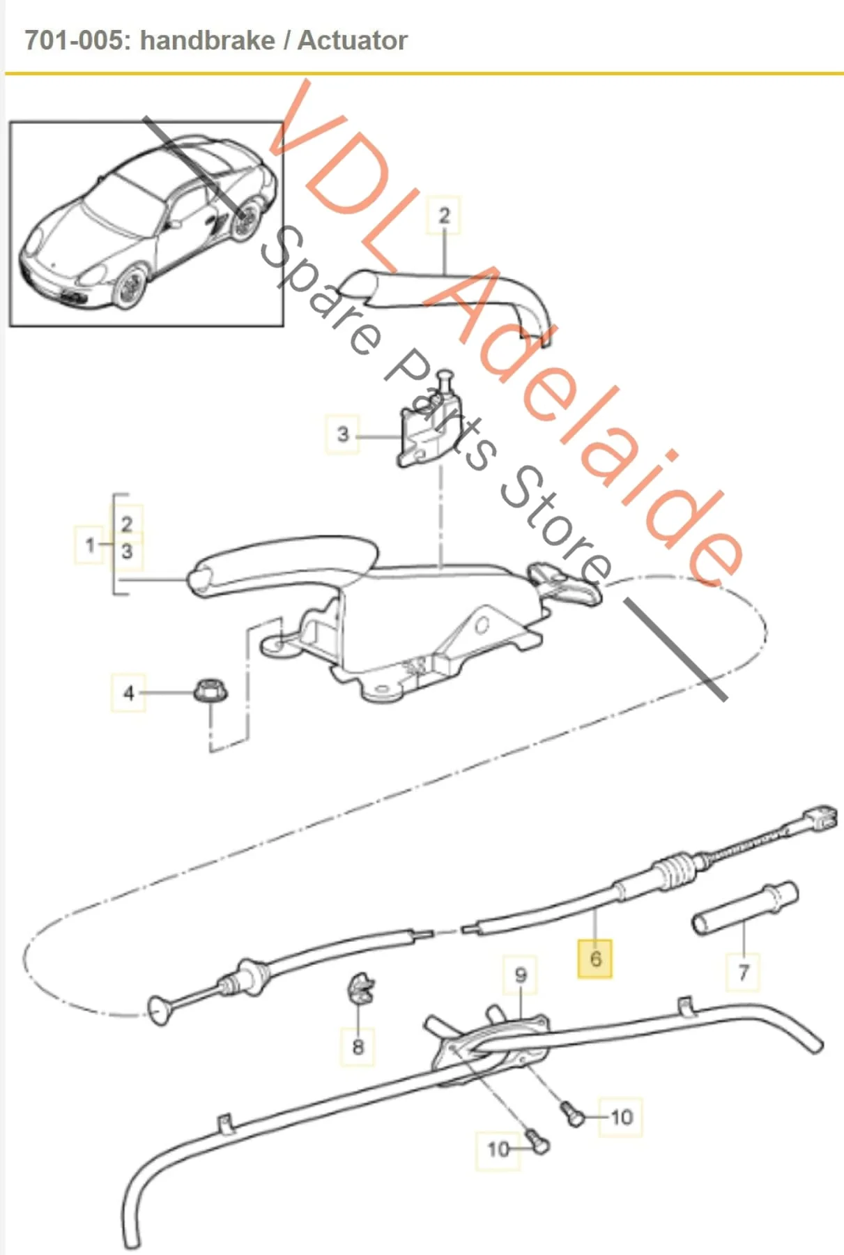 Porsche 986 987 Boxster Cayman Rear Left Handbrake Cable 98742414107 - Image 2