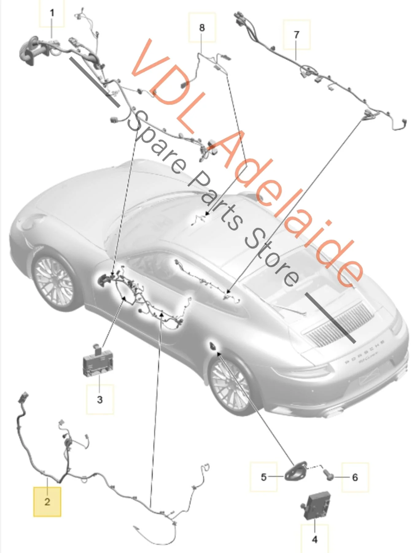 Porsche 911 991.2 Wiring Cable Harness for Left Door suit RHD models 9P4971688AE / 9P3971688K - Image 2