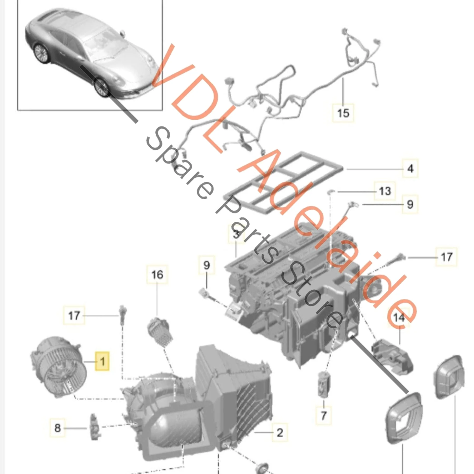Porsche 911 991 AC Blower Fan Heater suit RHD models 99157392201 - Image 2