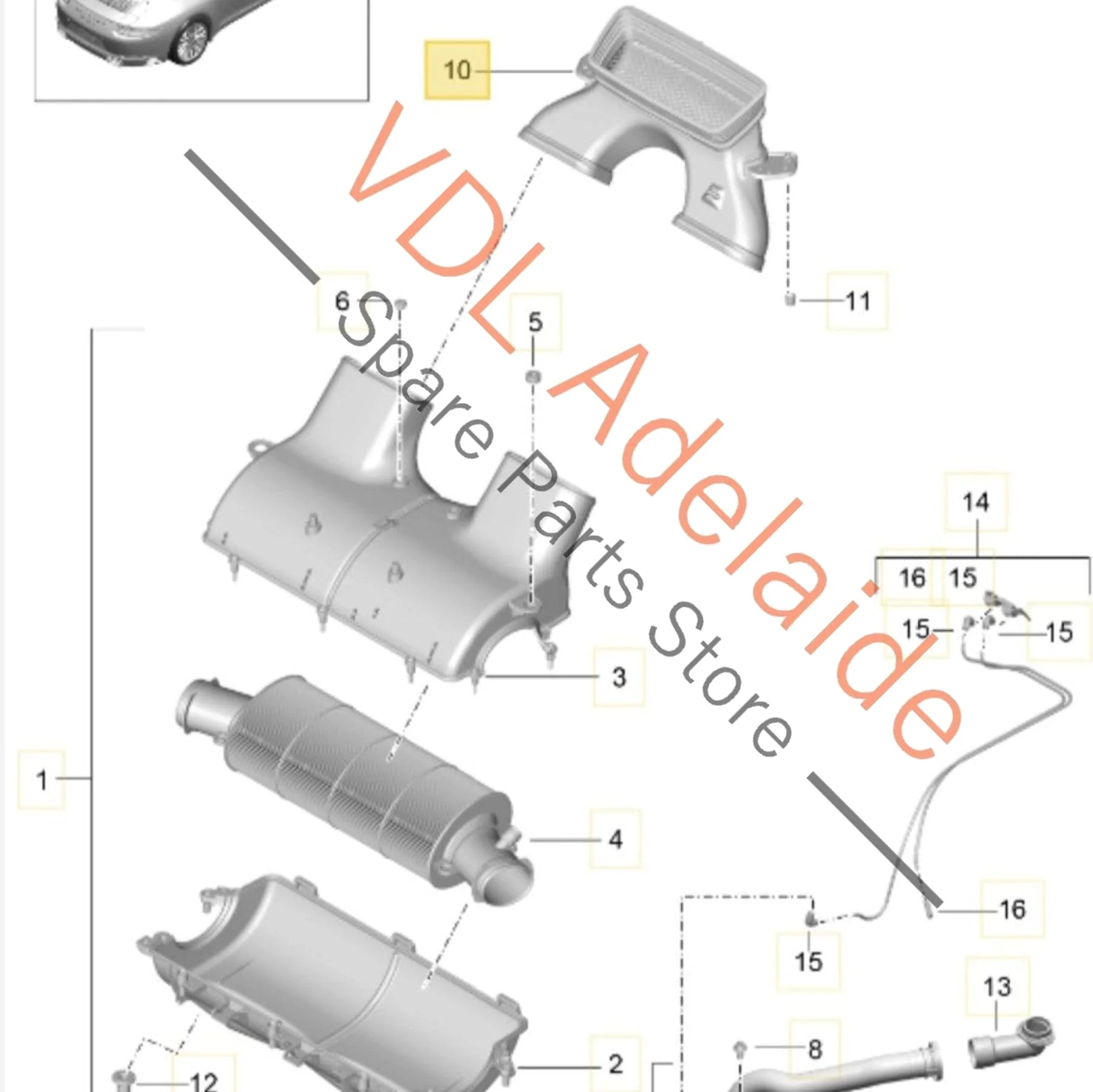 Porsche 911 Air Filter Intake Duct 9P1129533A - Image 2