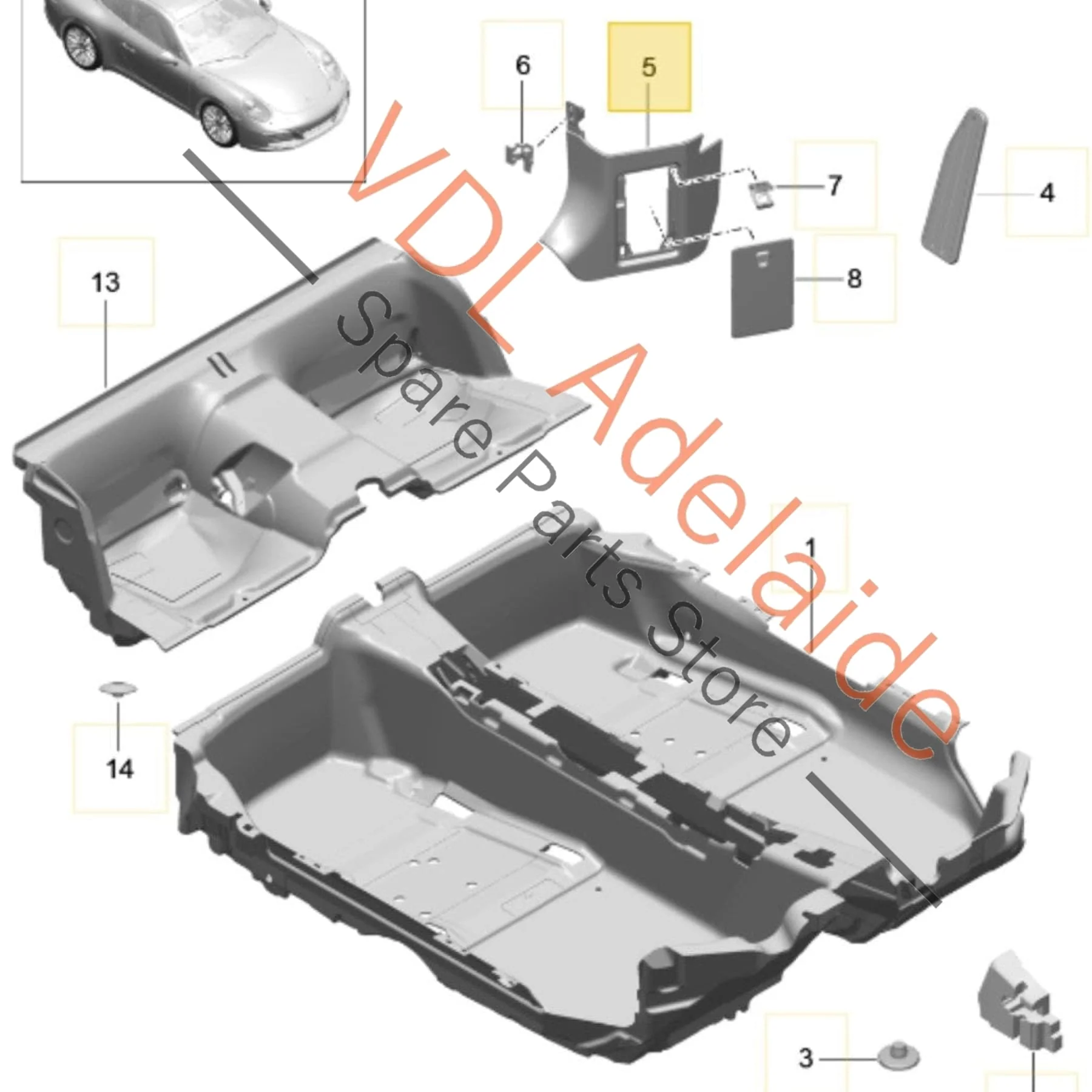 Porsche 911 Black Carpet Interior Left Trim Cover for Footwell Fuse Panel 99155510101 A75 99155542103 1E0 - Image 2