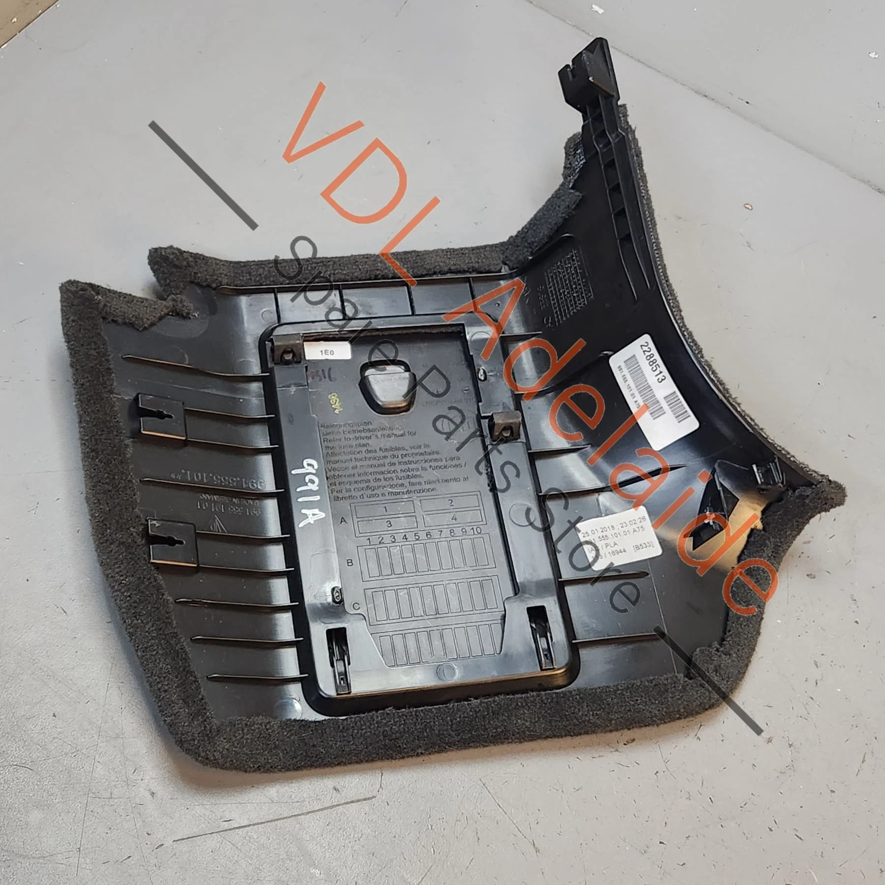 Porsche 911 Black Carpet Interior Left Trim Cover for Footwell Fuse Panel 99155510101 A75 99155542103 1E0 - Image 7