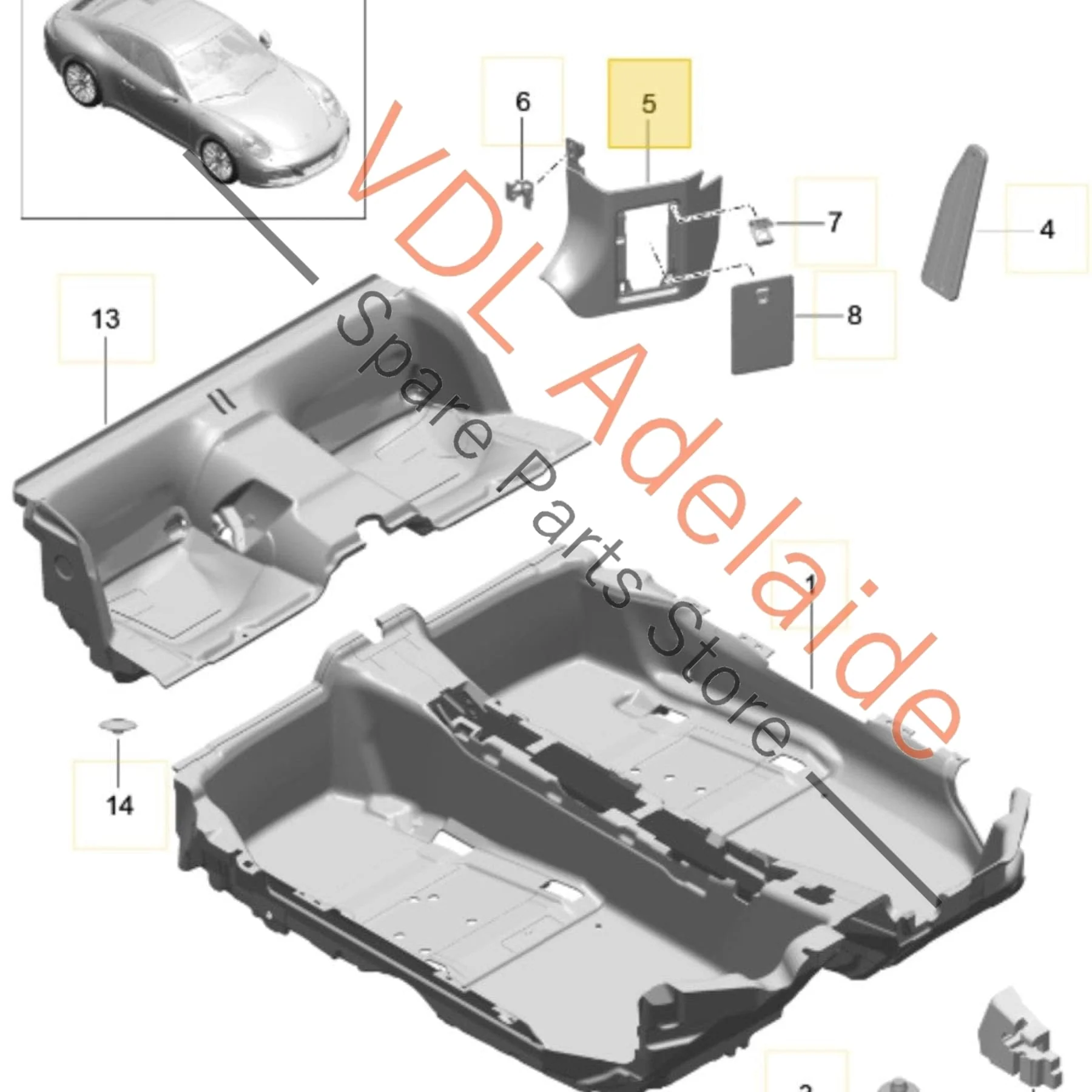 Porsche 911 Black Carpet Interior Right Trim Cover for Footwell Fuse Panel 99155510202 A75 99155562202 1E0 - Image 2