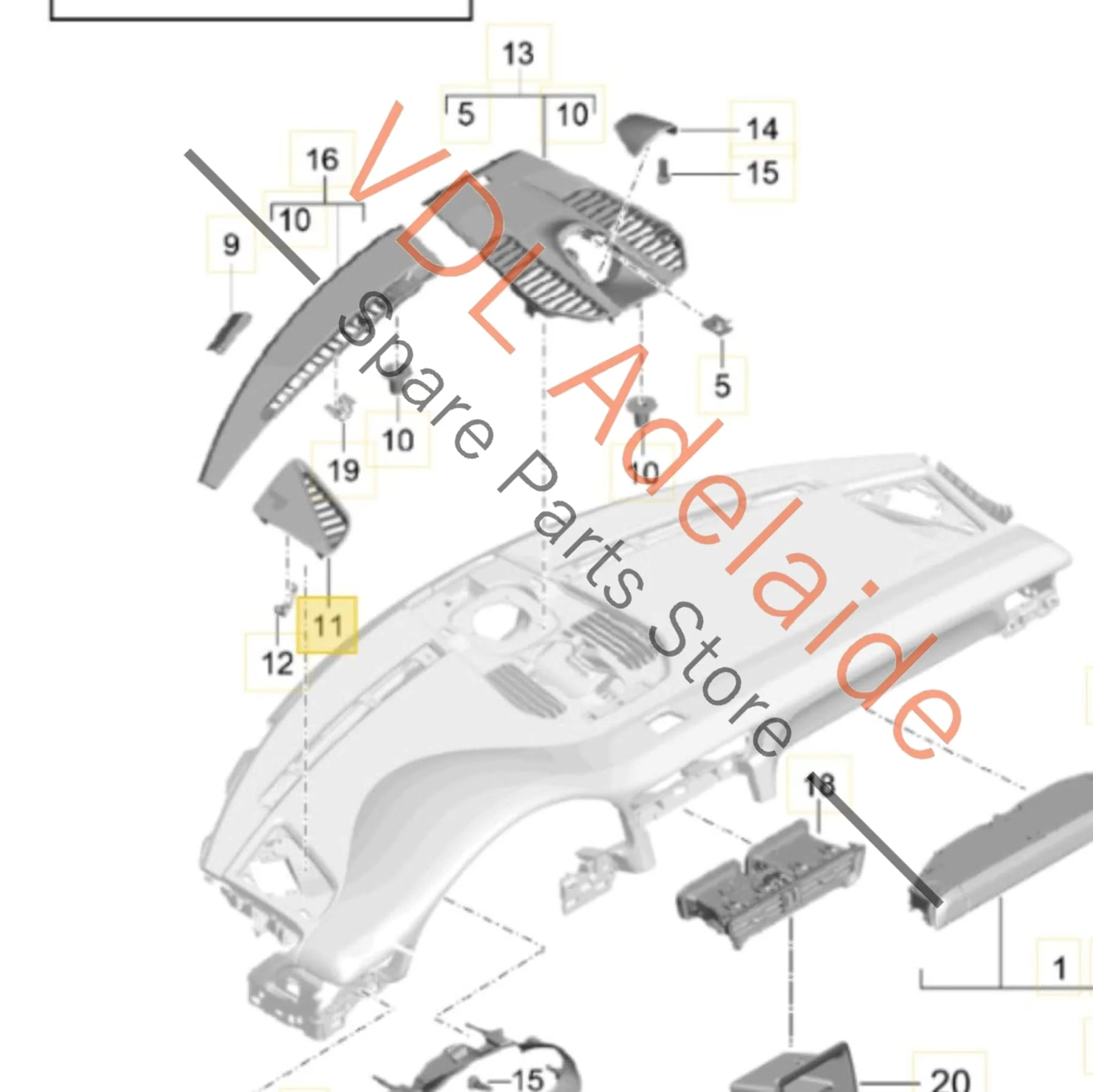 Porsche 911 Front Left Dashboard Interior Trim for Speaker Loudspeaker 99155257500 5Q0 - Image 2