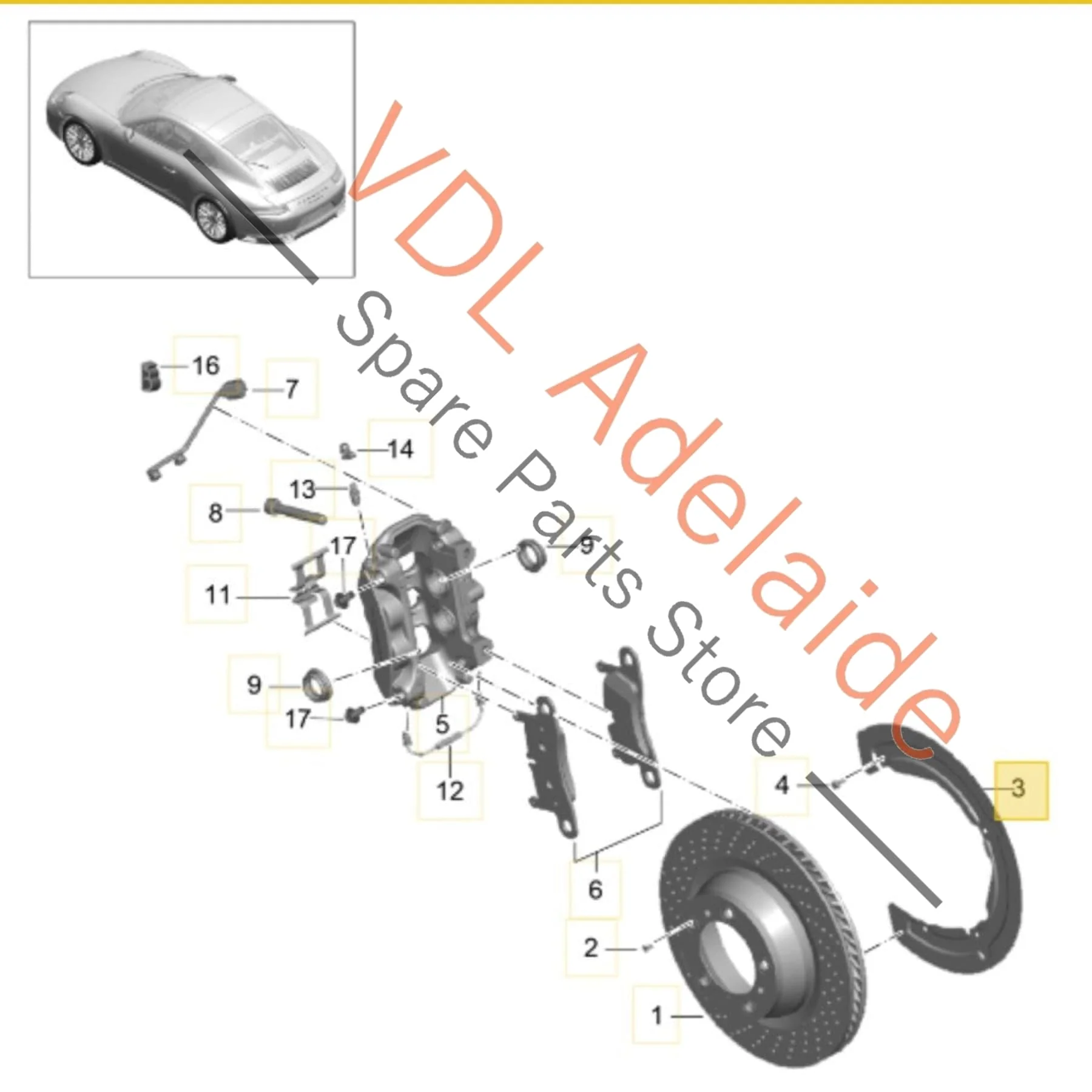 Porsche 911 LHS Left Rear Brake Dust Sheld Cover 9P1615611 - Image 2
