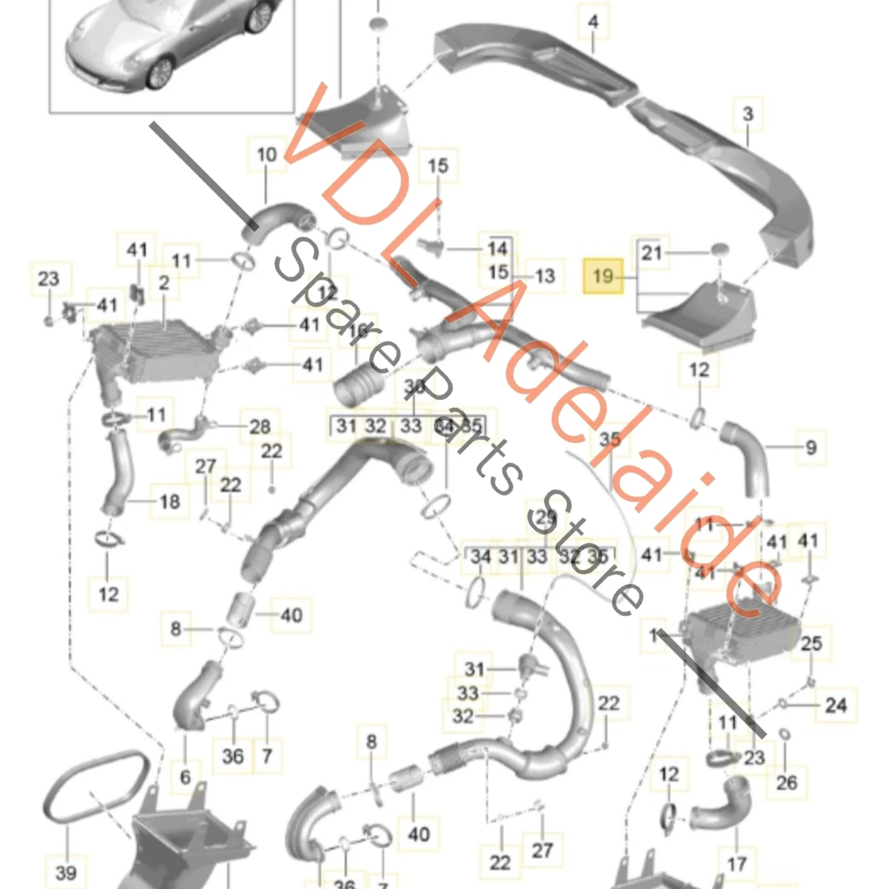 Porsche 911 Top Air Duct Guide for Left LHS Intercooler 99157575701 - Image 2