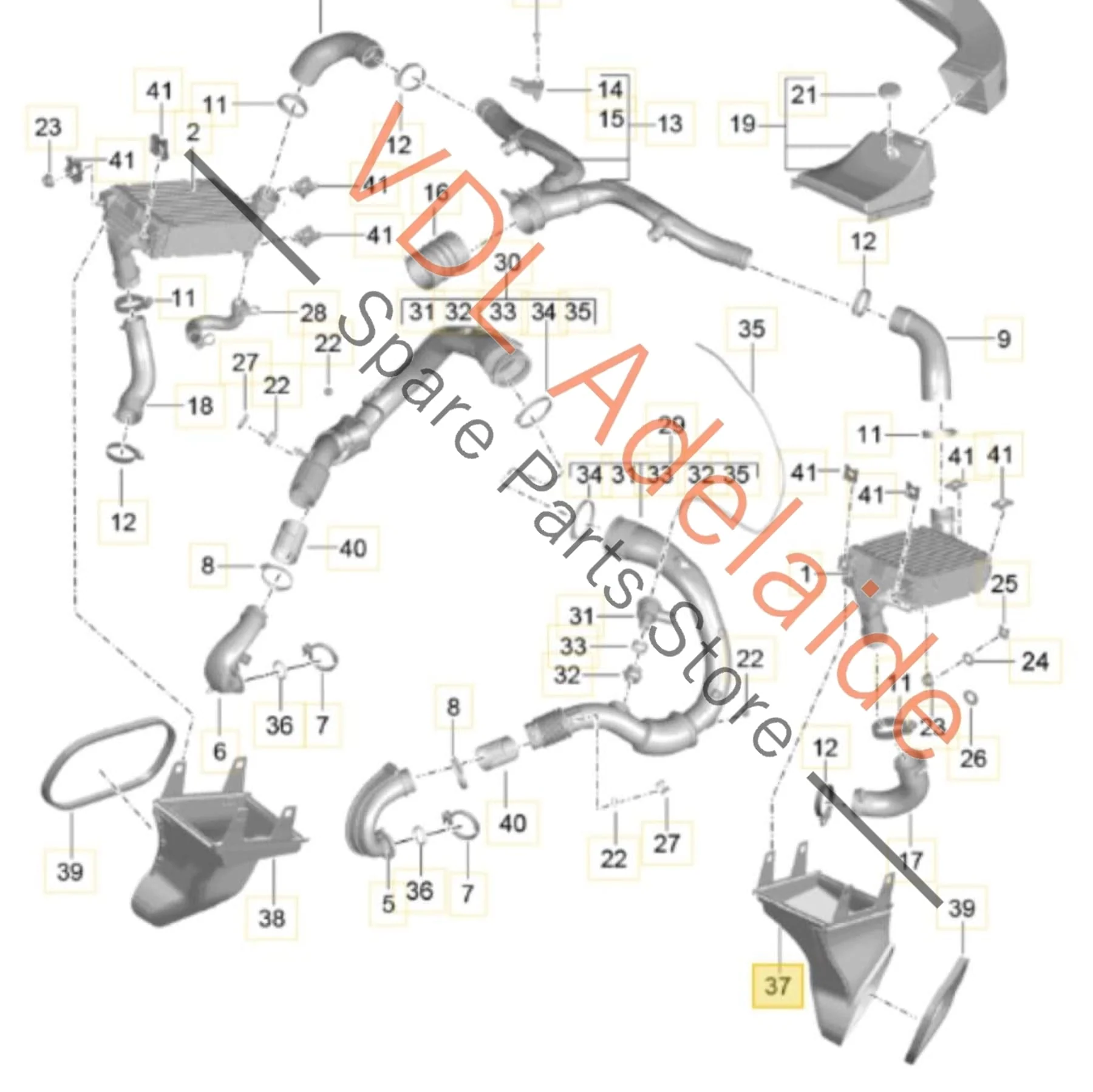 Porsche 911 Lower Air Duct Guide for Intercooler Left LHS 99157557101 99157547101OK1 - Image 2