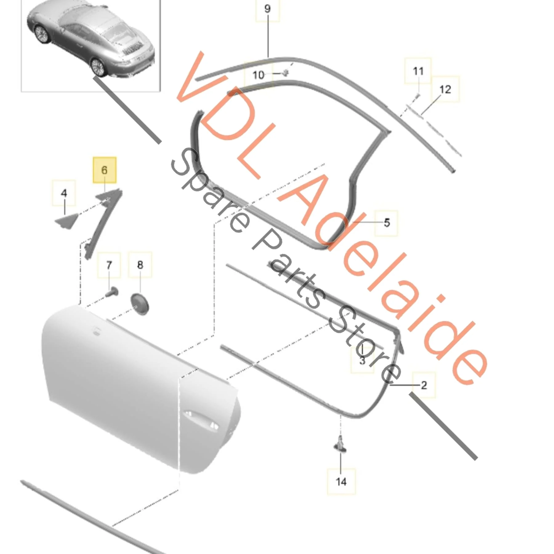 Porsche 911 Front Left Window Guide Channel 99153743104 99153754102 - Image 2