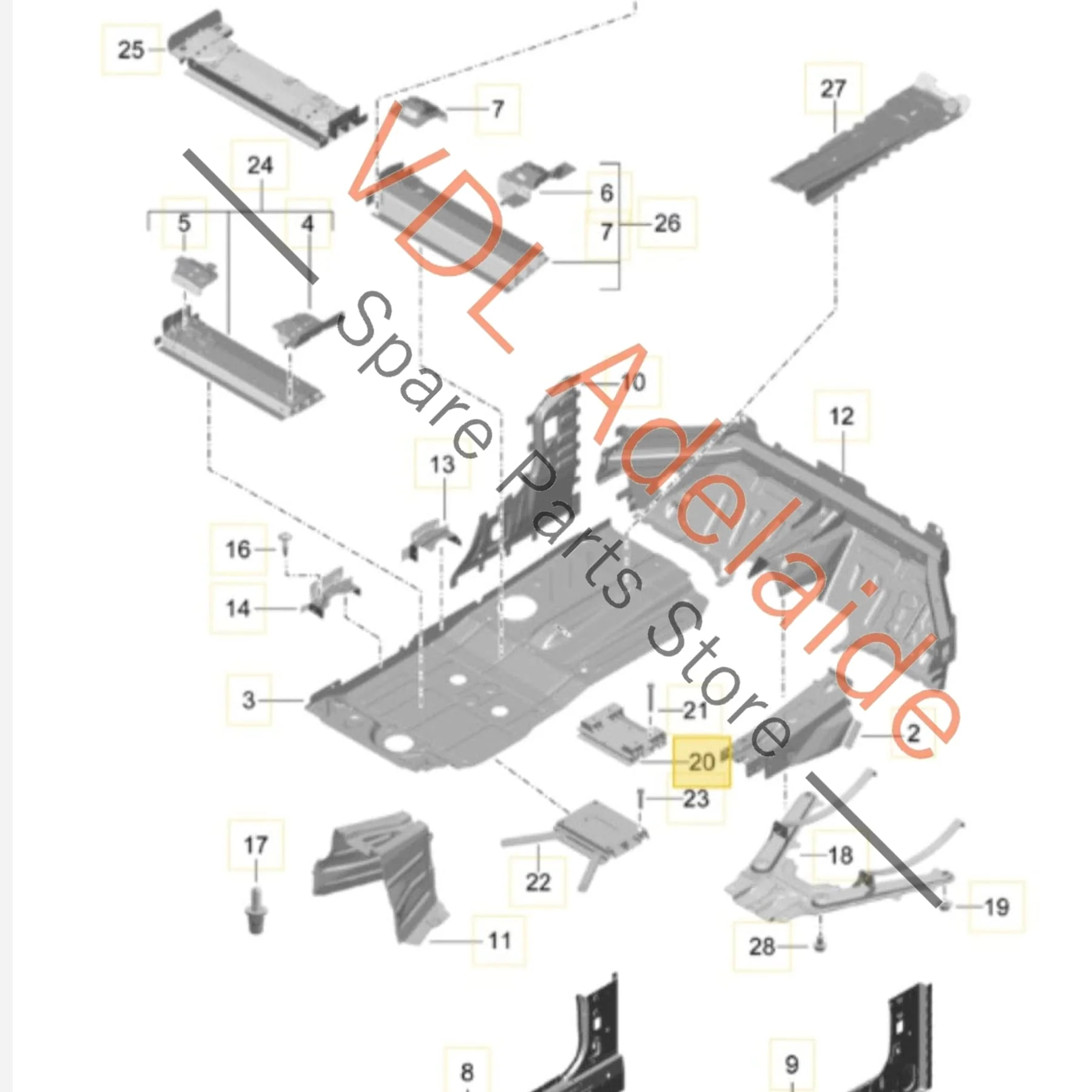 Porsche 911 Under Floor Tunnel Reinforcement Aluminium Bracket Brace 99150482300 - Image 2