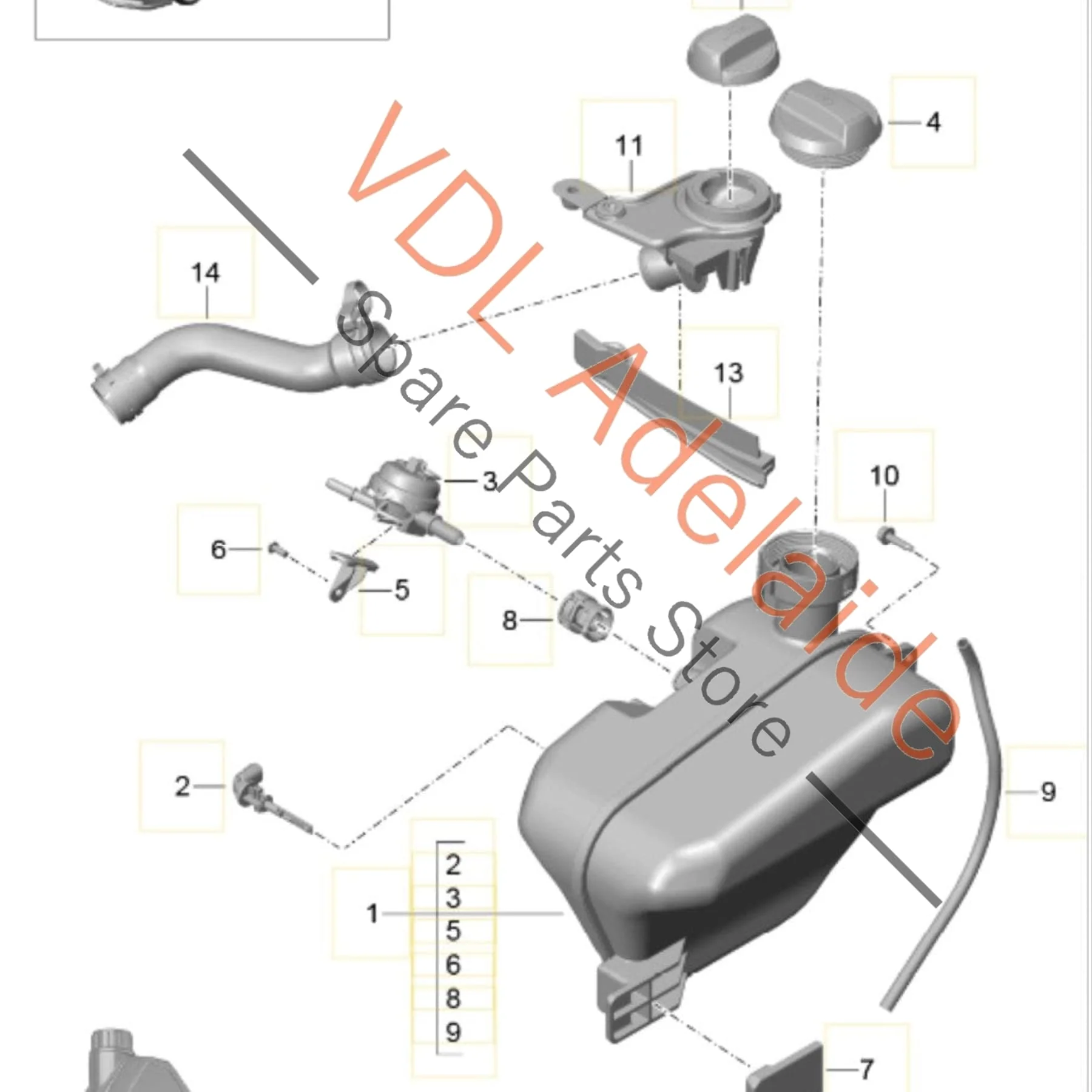 Porsche 911 Coolant Reservoir Tank & Cap 99110615704 99110645701 - Image 2