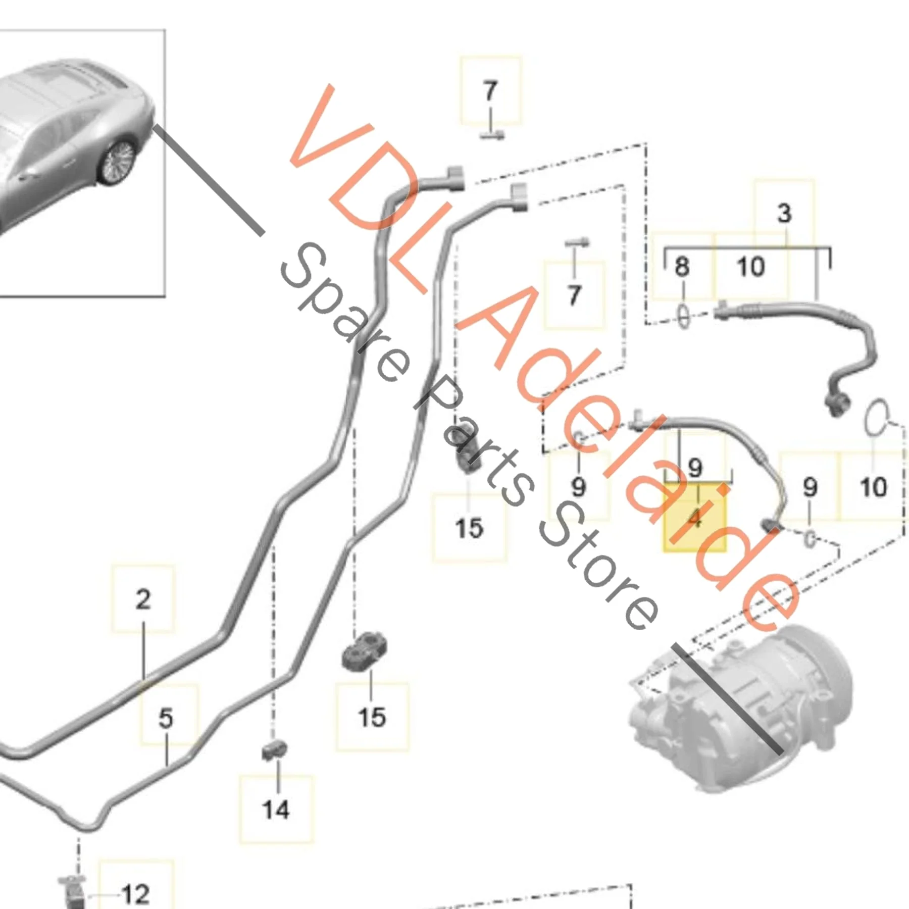 Porsche 911 AC Compressor Hose Pressure Pipe 9A257306700 - Image 2