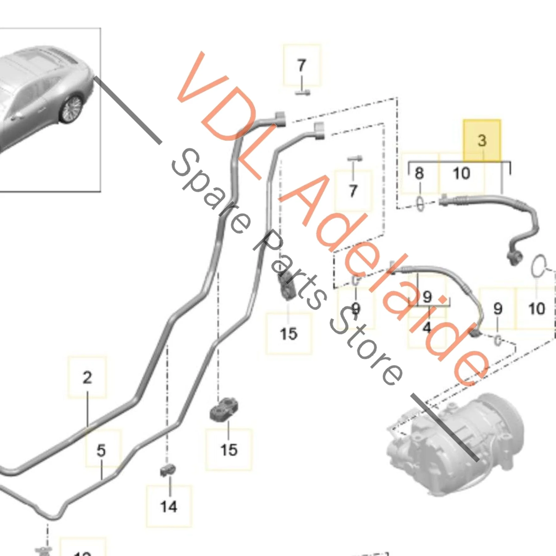 Porsche 911 AC Compressor Hose Suction Line Pipe 9A257306900 - Image 2