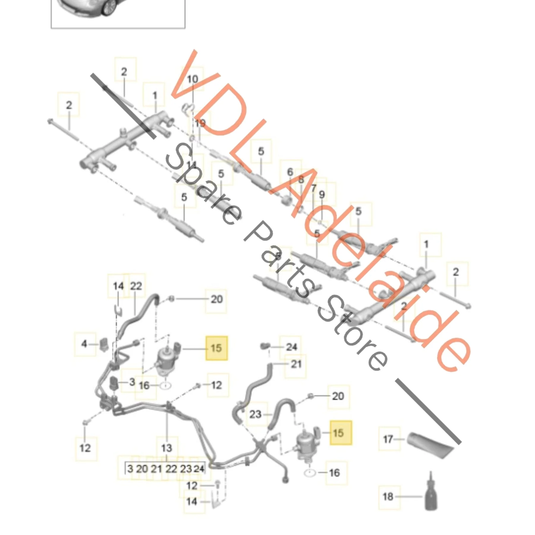 Genuine OEM Porsche 911 3.0T GTS High Pressure Fuel Pump 9A211031500 9A211031501 9A211031502 - Image 2