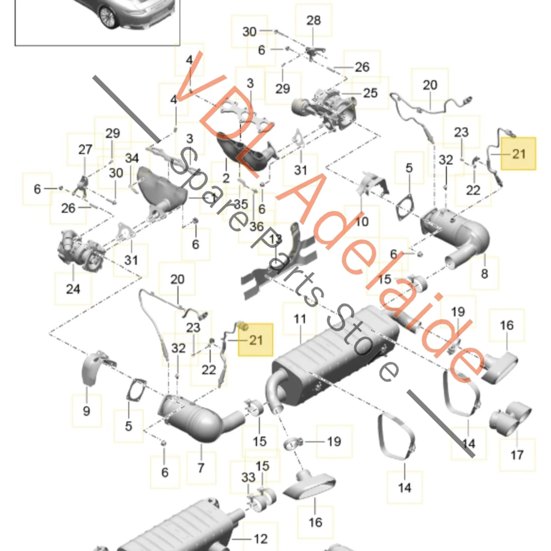 Porsche 911 Lambda Probe Oxygen Sensor After Cat 9A260619800 9A260619801 9A260619802 - Image 2