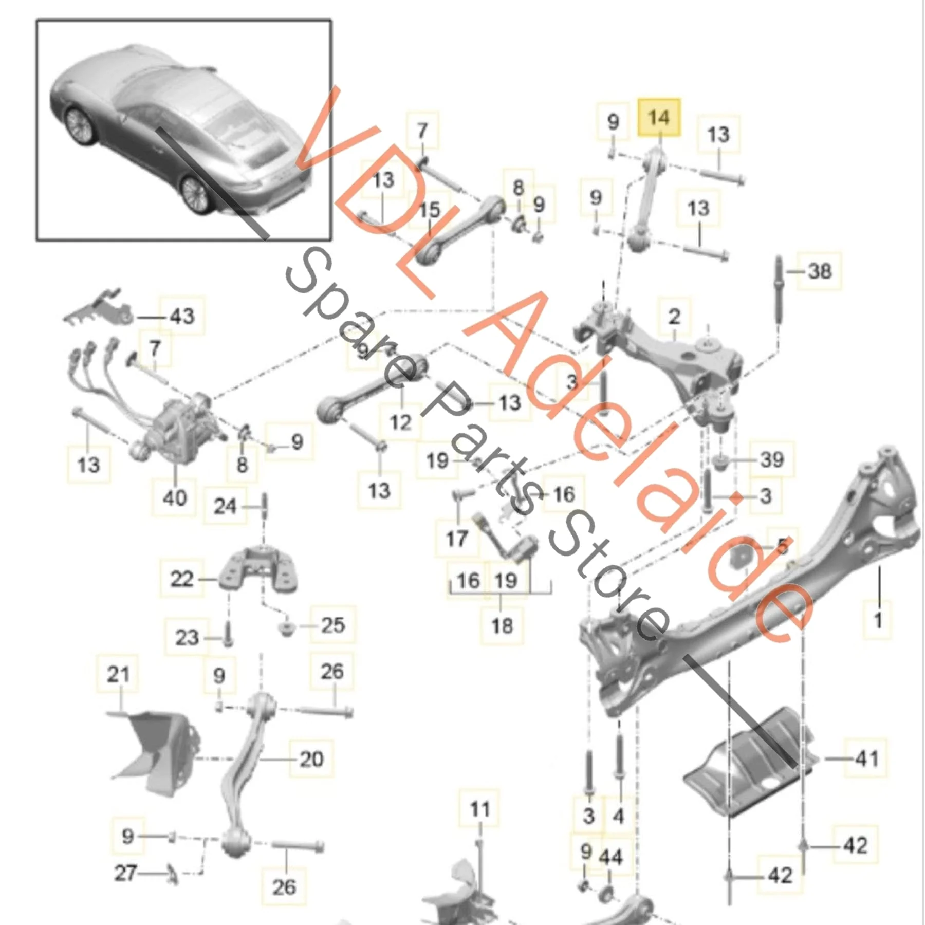 Porsche 911 Rear Axle Guide Wishbone Suspension Control Arm 9P1505237B - Image 2