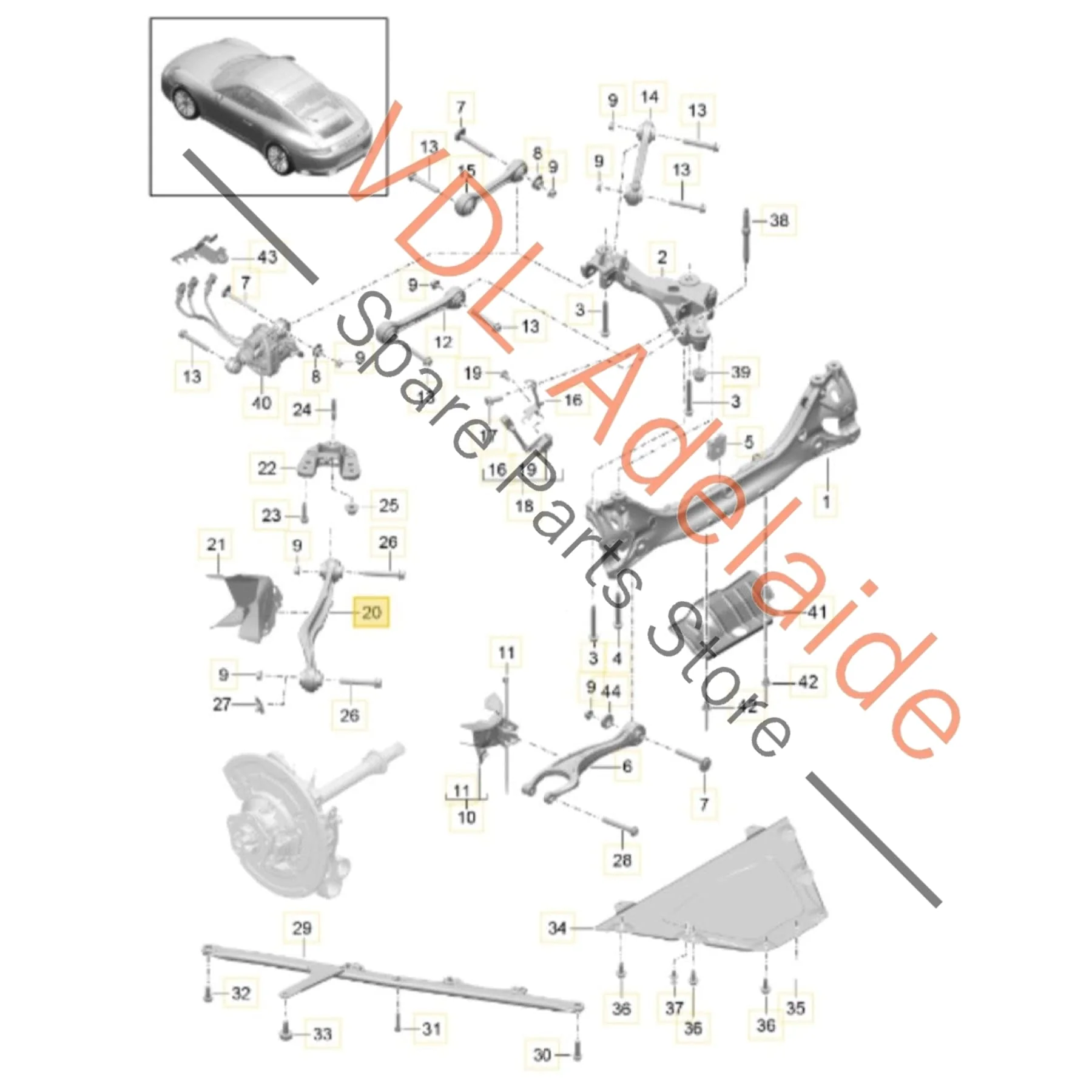 Porsche 911 Rear Left Lower Control Arm 9P1505223B 99133104320 9P1505263 - Image 2