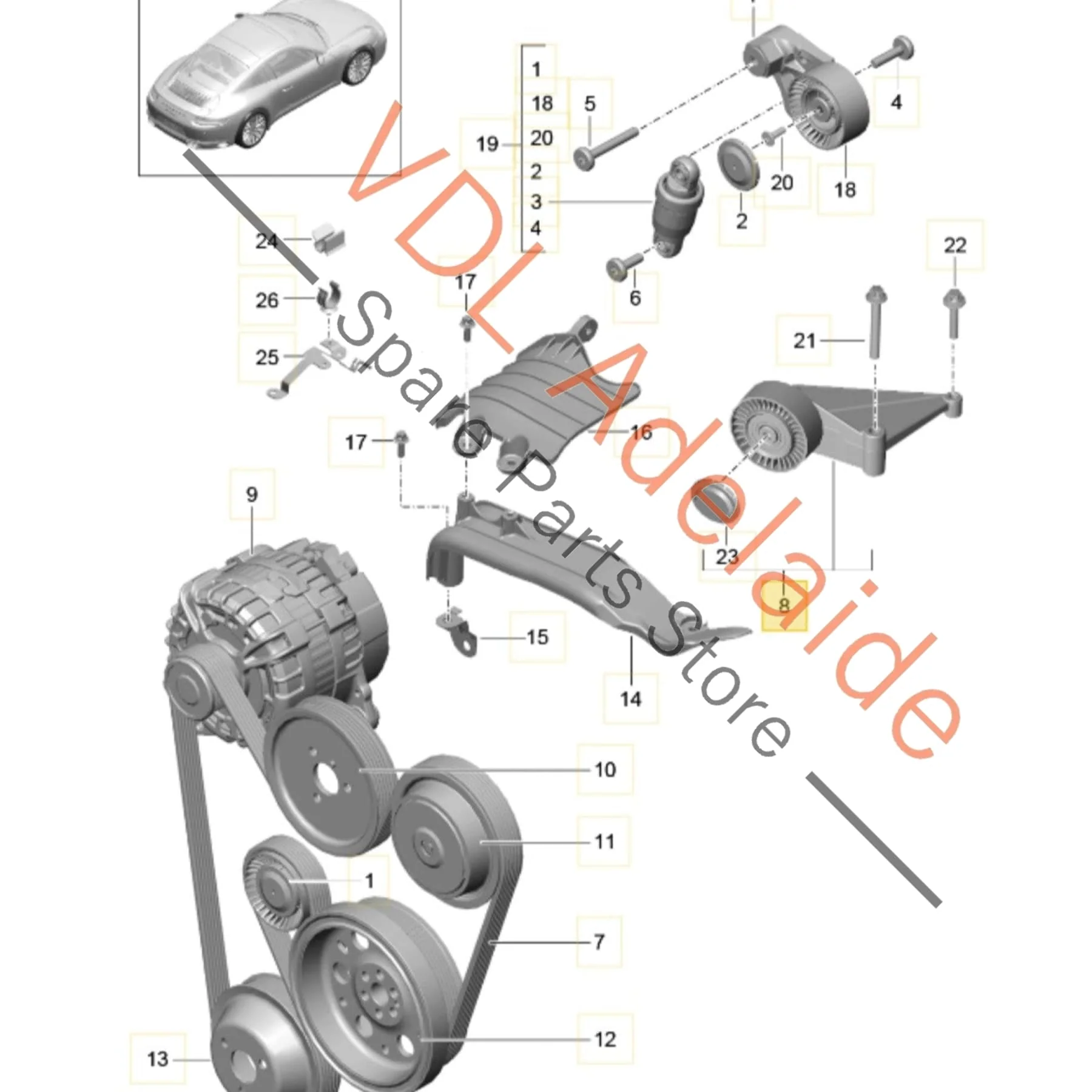 Porsche 911 Serpantine Belt Roller 0PB145172 9A110203001 - Image 2