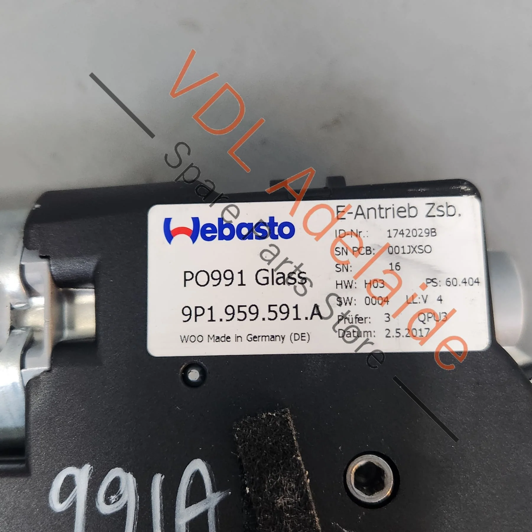 Porsche 911 991 Glass Roof Sliding Motor 9P1959591A 99162491100 - Image 5