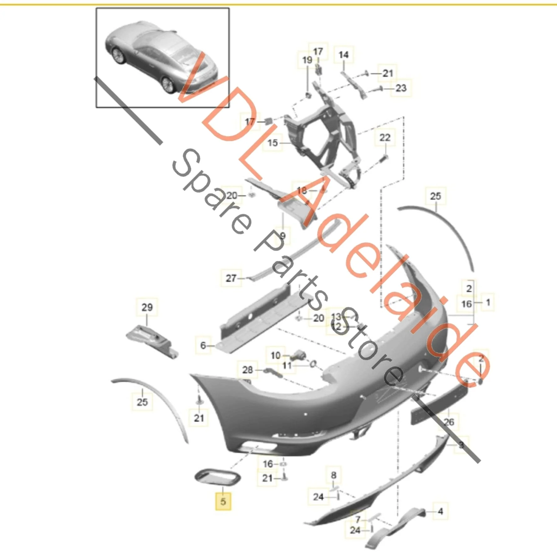 Porsche 911 991.2 GTS Rear Bumper Air Outlet Duct Trim Left 99150566502 OK1 - Image 2
