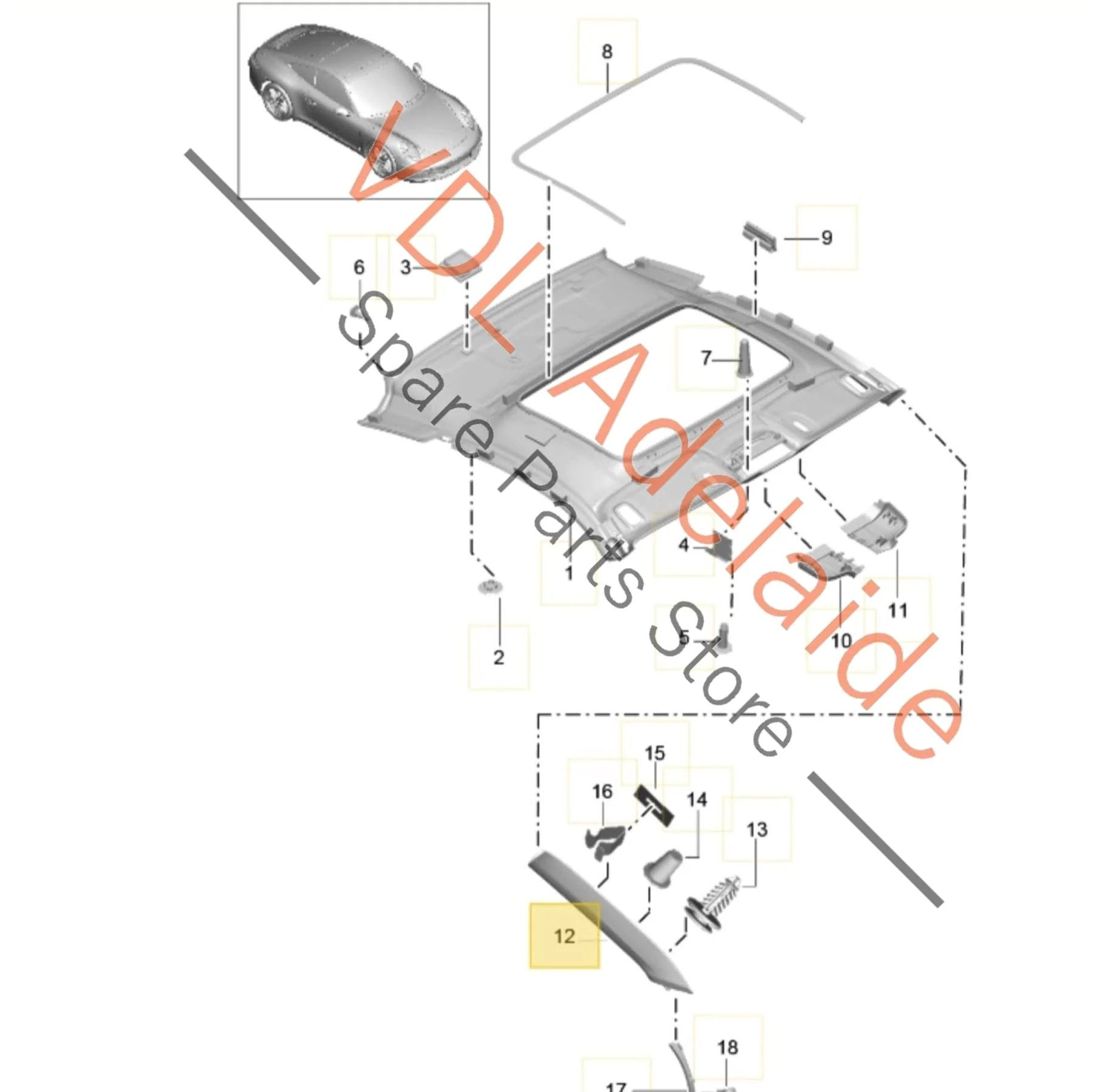 Porsche Carrera 911 991 A Pillar Interior Trim Set Left & Right Leather 99155518109 99155518209 DK4 - Image 2