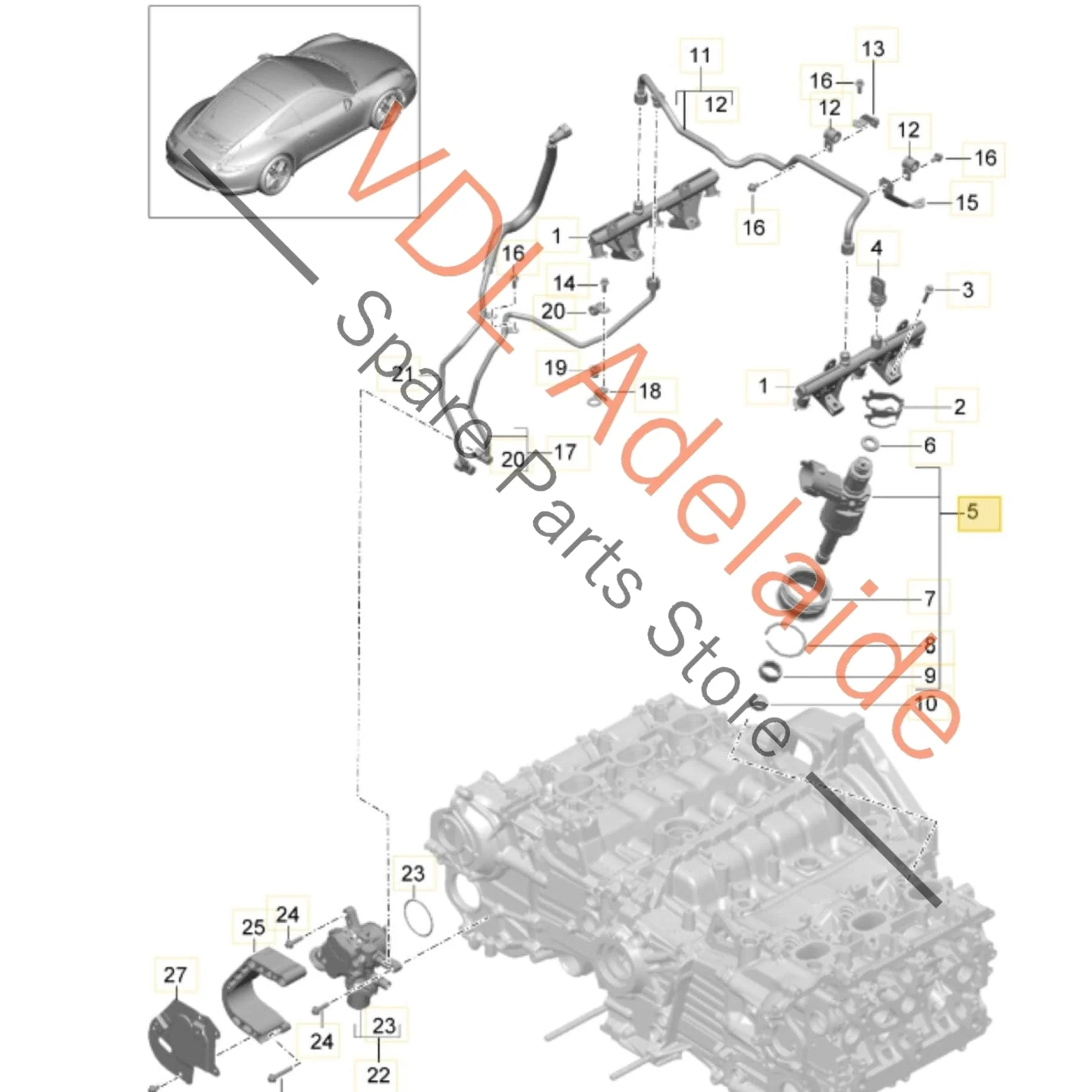 Porsche 911 991 A103 High Pressure Fuel Injector 9A111012808 9A111012805 - Image 2
