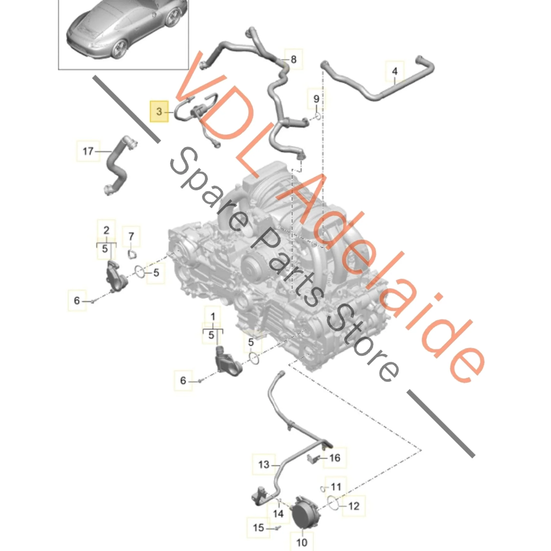 Porsche 911 PCV Breather Valve Hose 9A111009120 - Image 2
