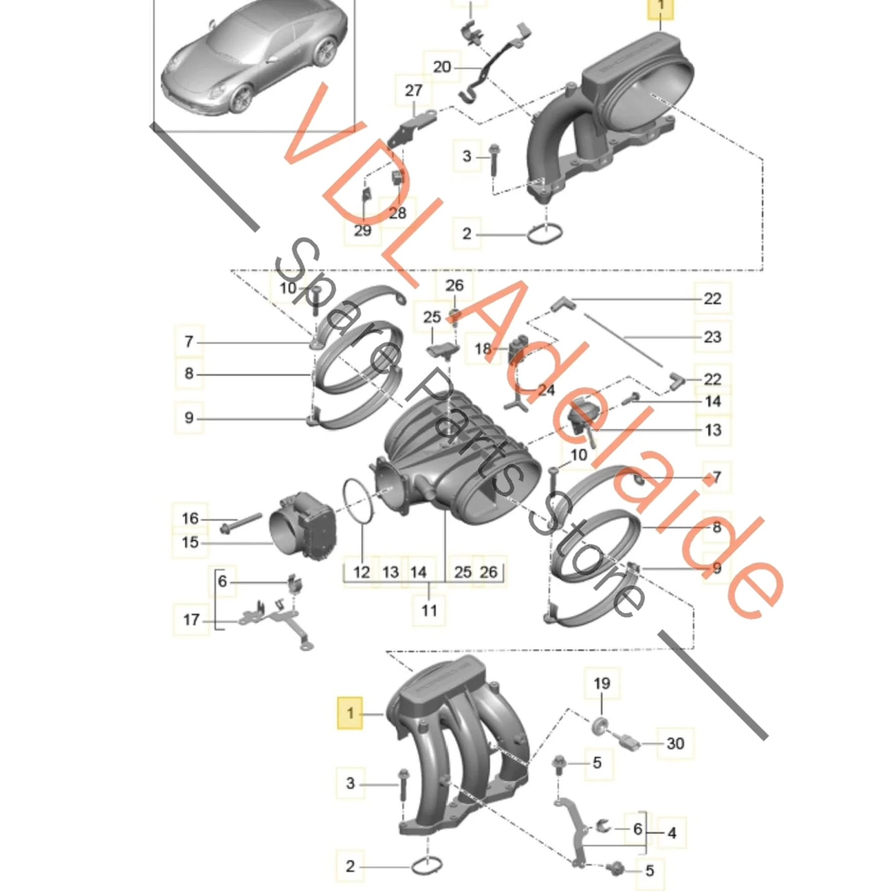 Porsche 911 991 Plastic Intake Manifold 9A111011504 - Image 2