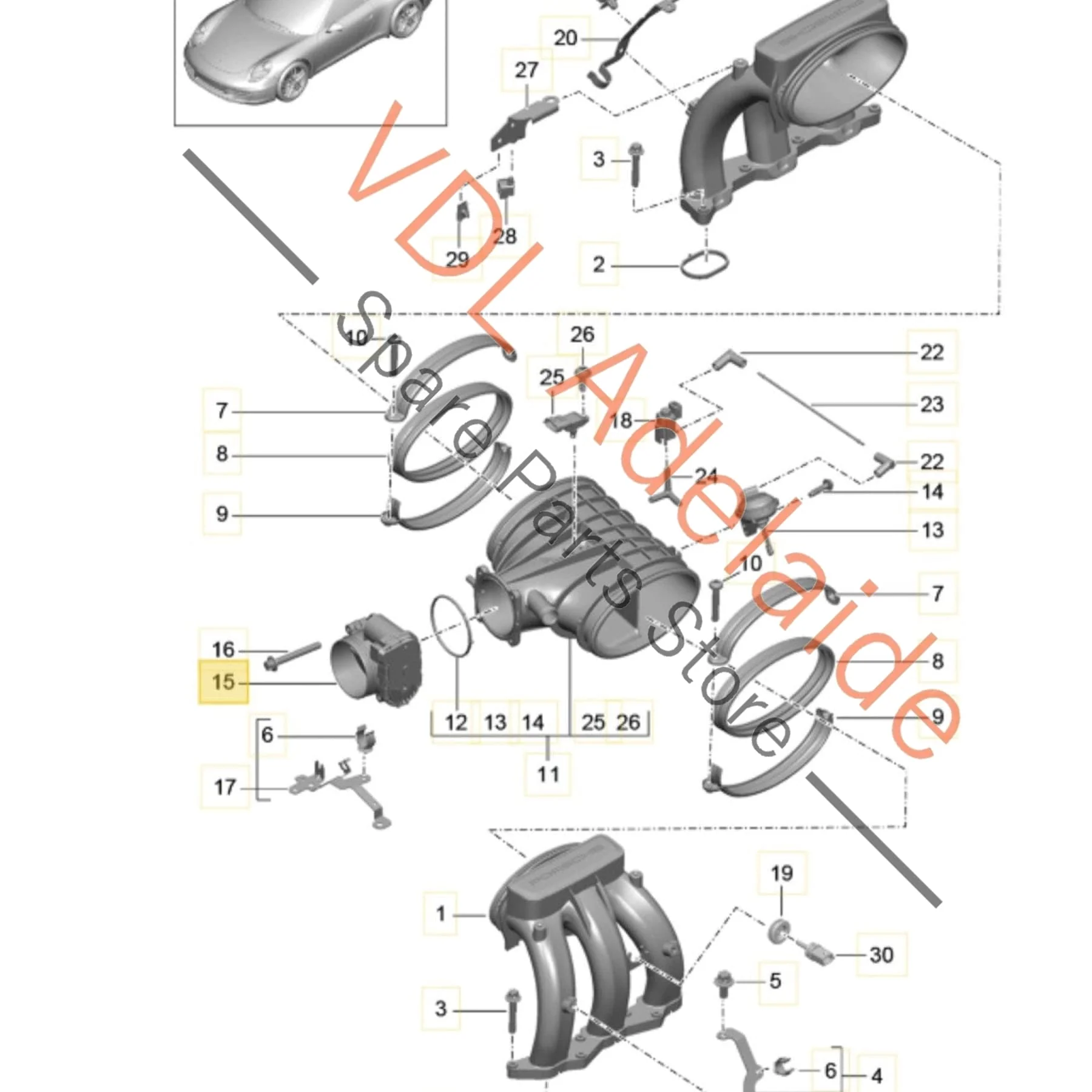Porsche 911 991 Throttle Body Butterfly Valve 99760511601 - Image 2