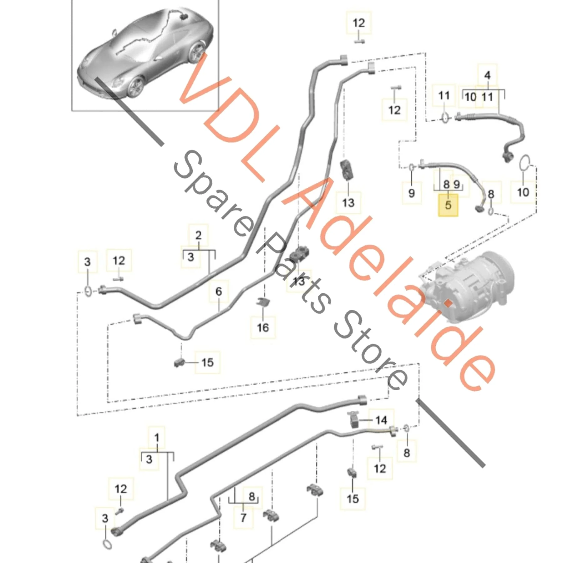 Porsche 911 AC Air Conditioning Refrigerant Compressor Hose 9A157309705 - Image 2