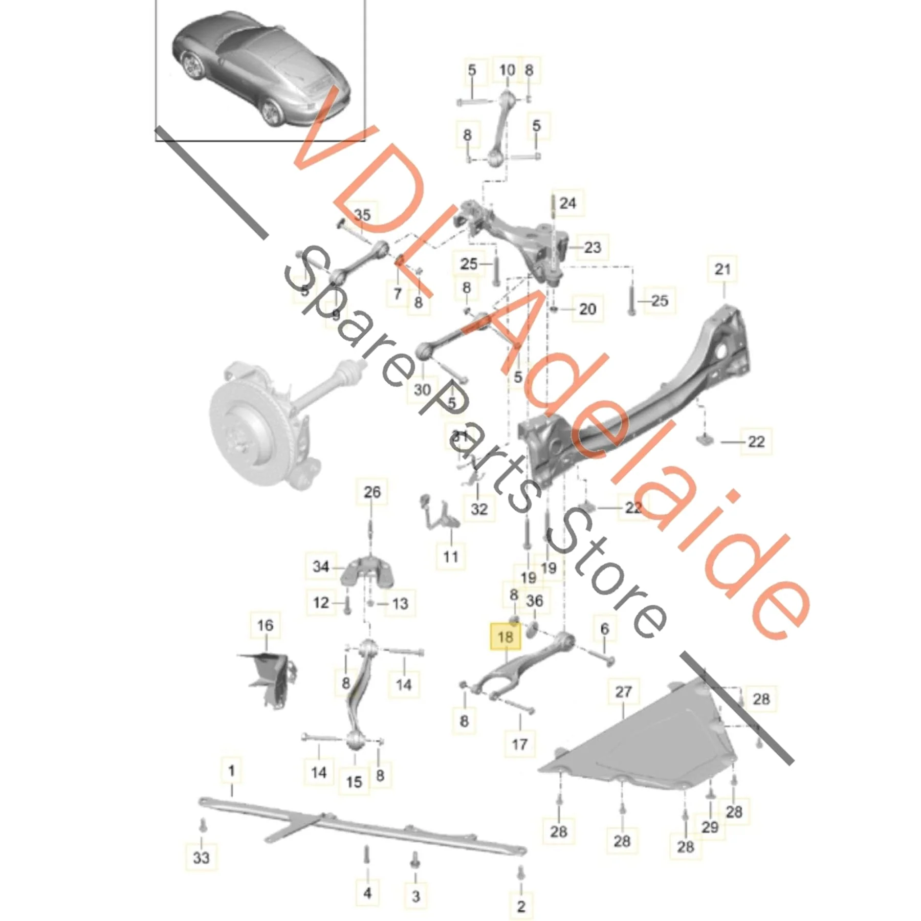 Porsche 911 Rear Lower Suspension Wishbone Control Arm 99133134102 9P1505311 99133105302 - Image 2