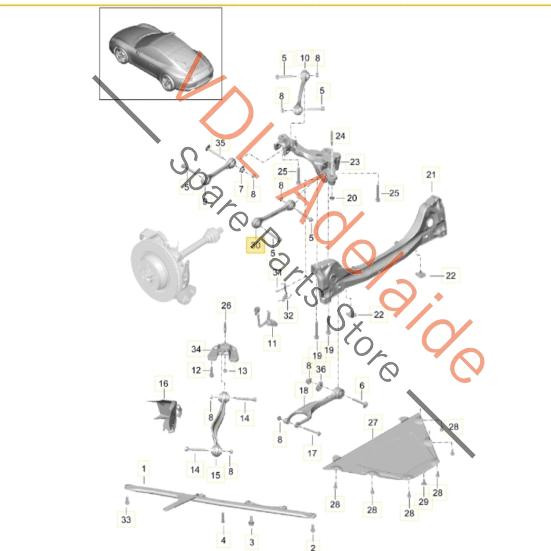 Porsche 911 991 Upper Control Arm 9P1505237 99133106104 - Image 2