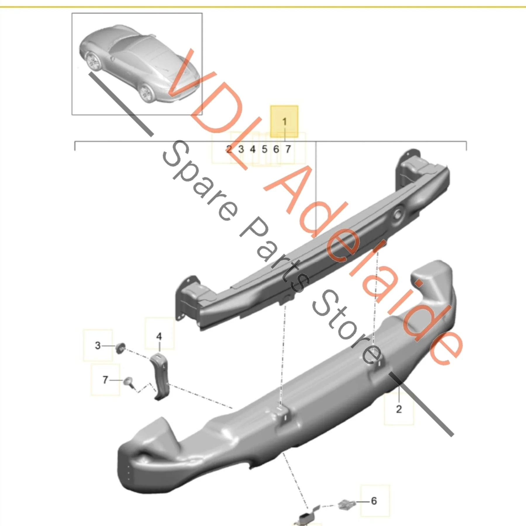 Porsche 911 Carrera Rear Bumper Reo Reinforcement Bar 99150514100 - Image 2