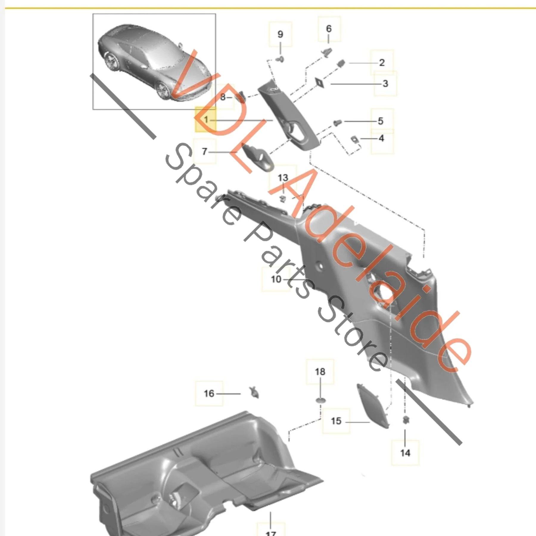 Porsche 911 991 Left Side Interior B Pillar Seatbelt Trim 99155518309 DK4 - Image 2