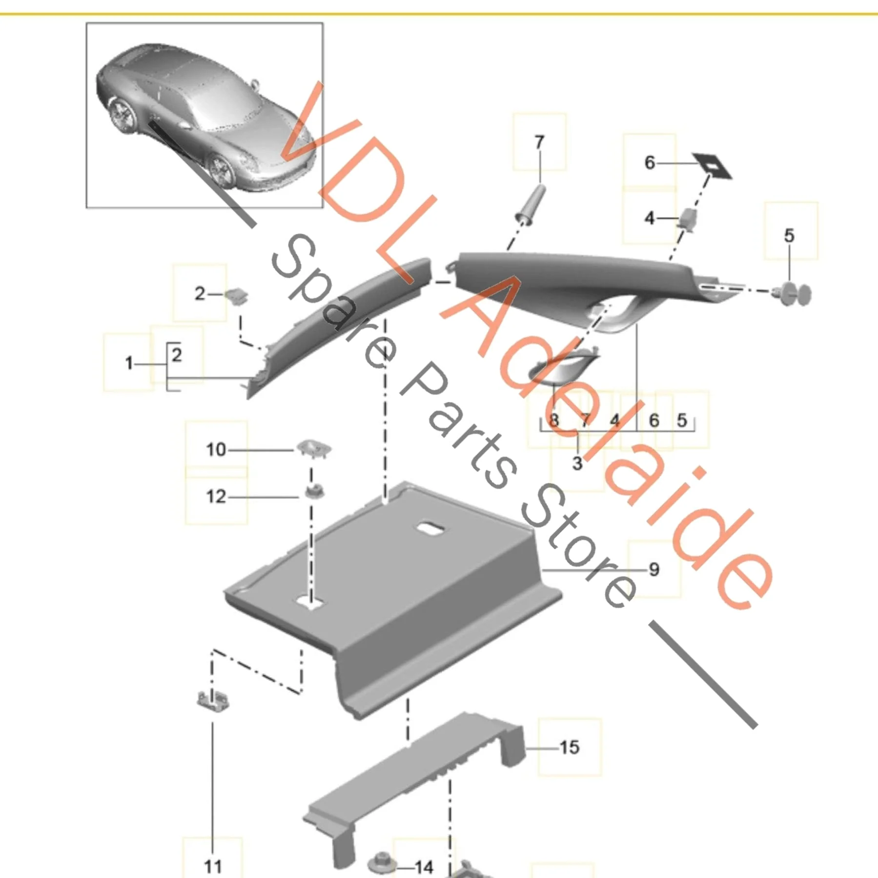 Porsche 911 991 Coupe C Pillar Interior Trim Set Alcantara Left 99155518701 2W0 and Right 99155518801 2W0 - Image 2
